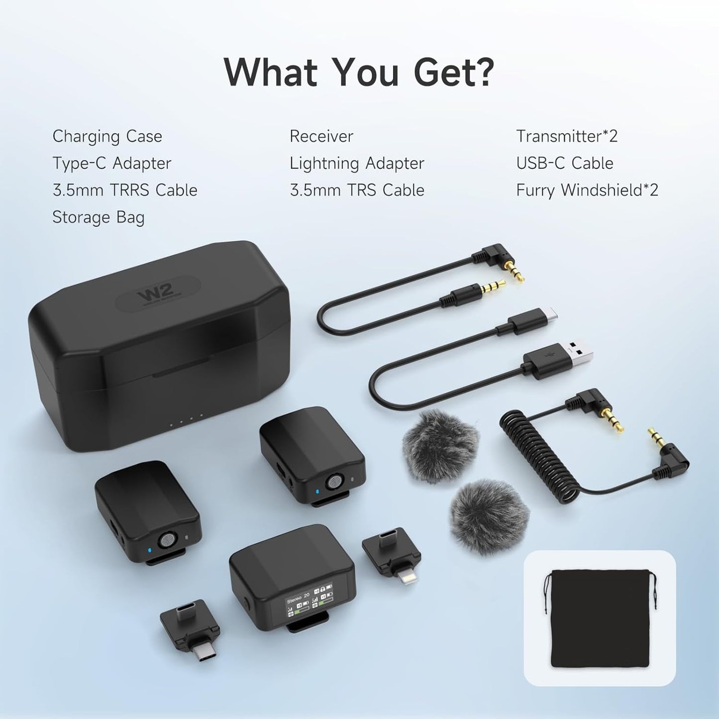 VeGue Wireless Lavalier Microphones, 2.4G Dual Mic with Charging Case ENC Noise Cancellation, 16H Battery, 100m(328ft.) Transmission for DSLR Camera