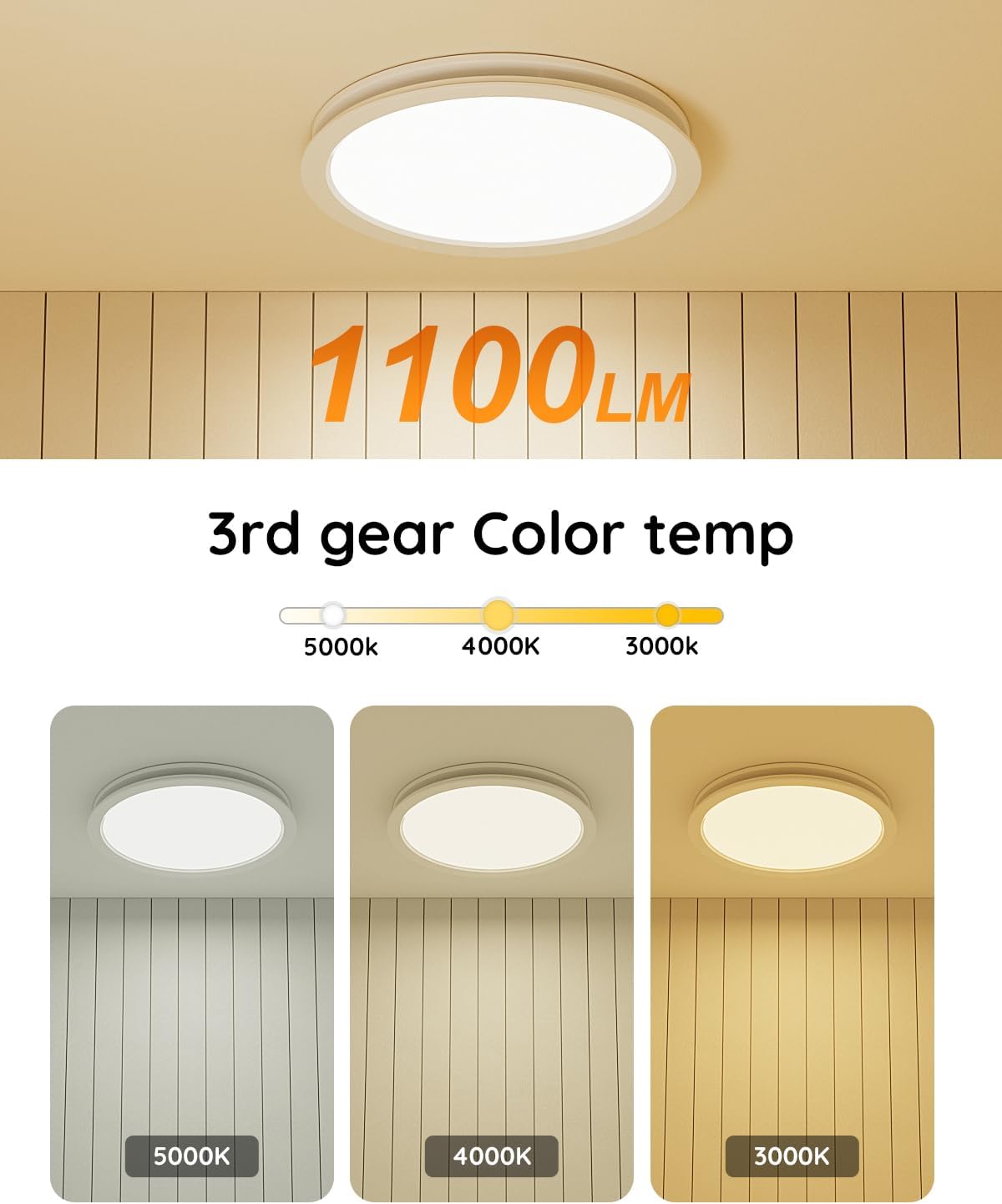 Bathroom Exhaust Fan with Light, Ceiling Mount, 130 CFM 1.5Sones, 43W Fan 1200LM LED Light