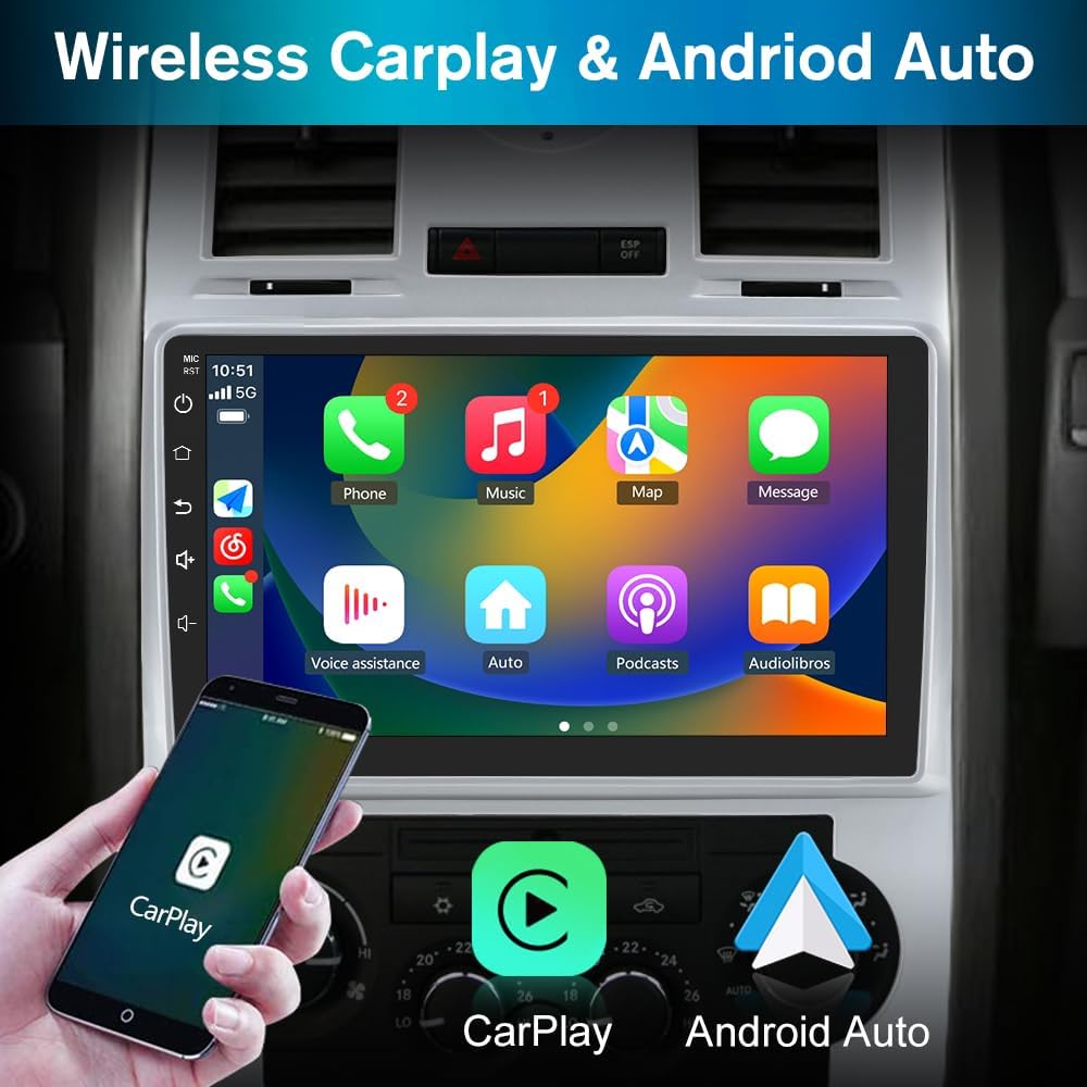 AWESAFE Car Radio Stereo Andriod 12 for Chrysler 300C 2004-2011 with GPS Navigation Apple CarPlay Andriod Auto (with Backup Ca