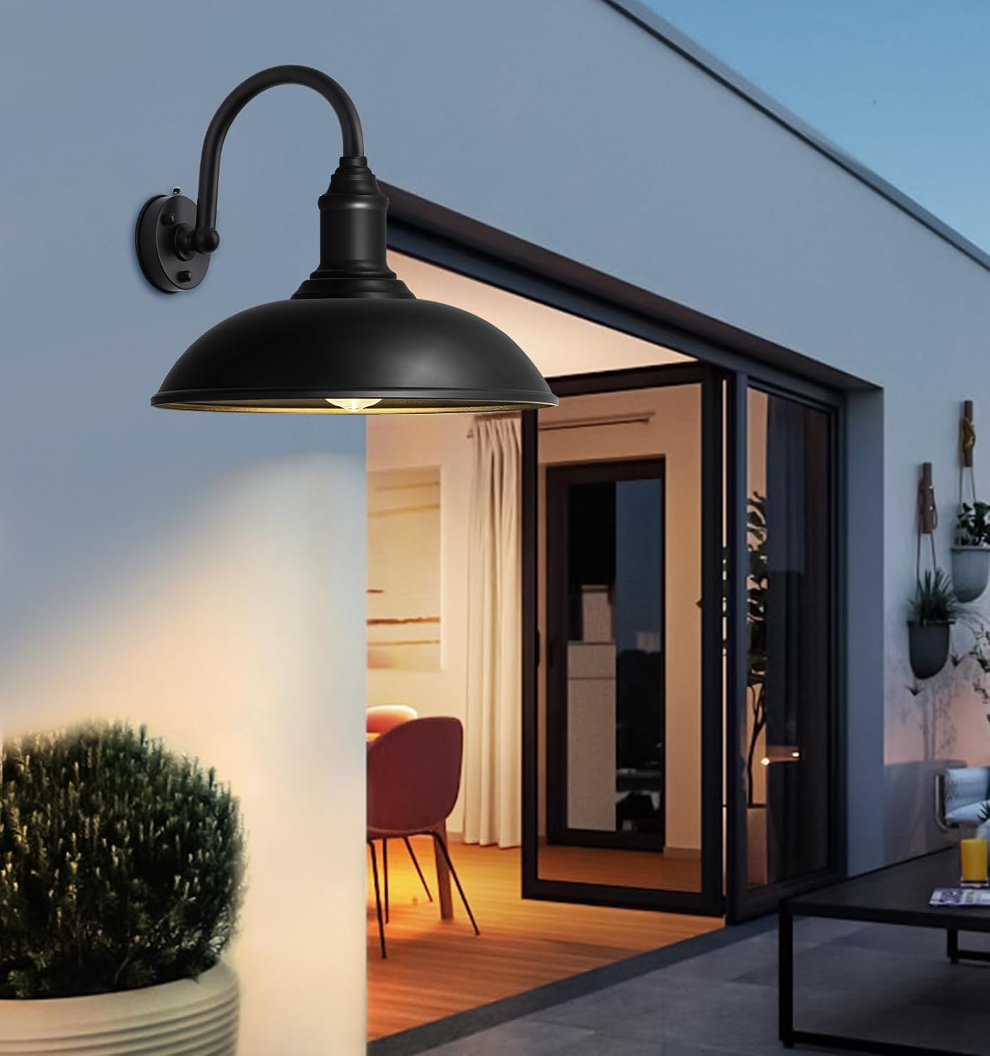 DENGNBJ 21' Large Outdoor Gooseneck Barn Light Dusk to Dawn, Classic Outdoor Farmhouse Gooseneck Light for Porch, Garage, Exterior Lighting (21