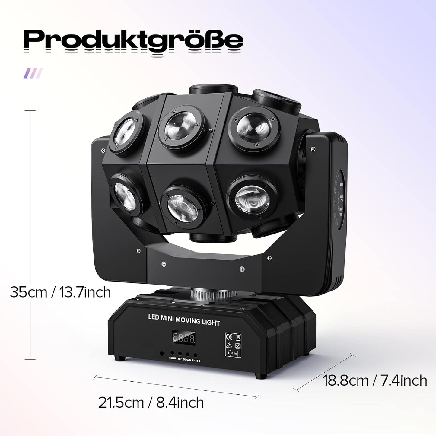 180W RGBW LED 4 in1 Moving Head Light 360 Rotation DJ Light with Sound Activated DMX Control Beam Stage Lighting for Party Live Show Wedding Club