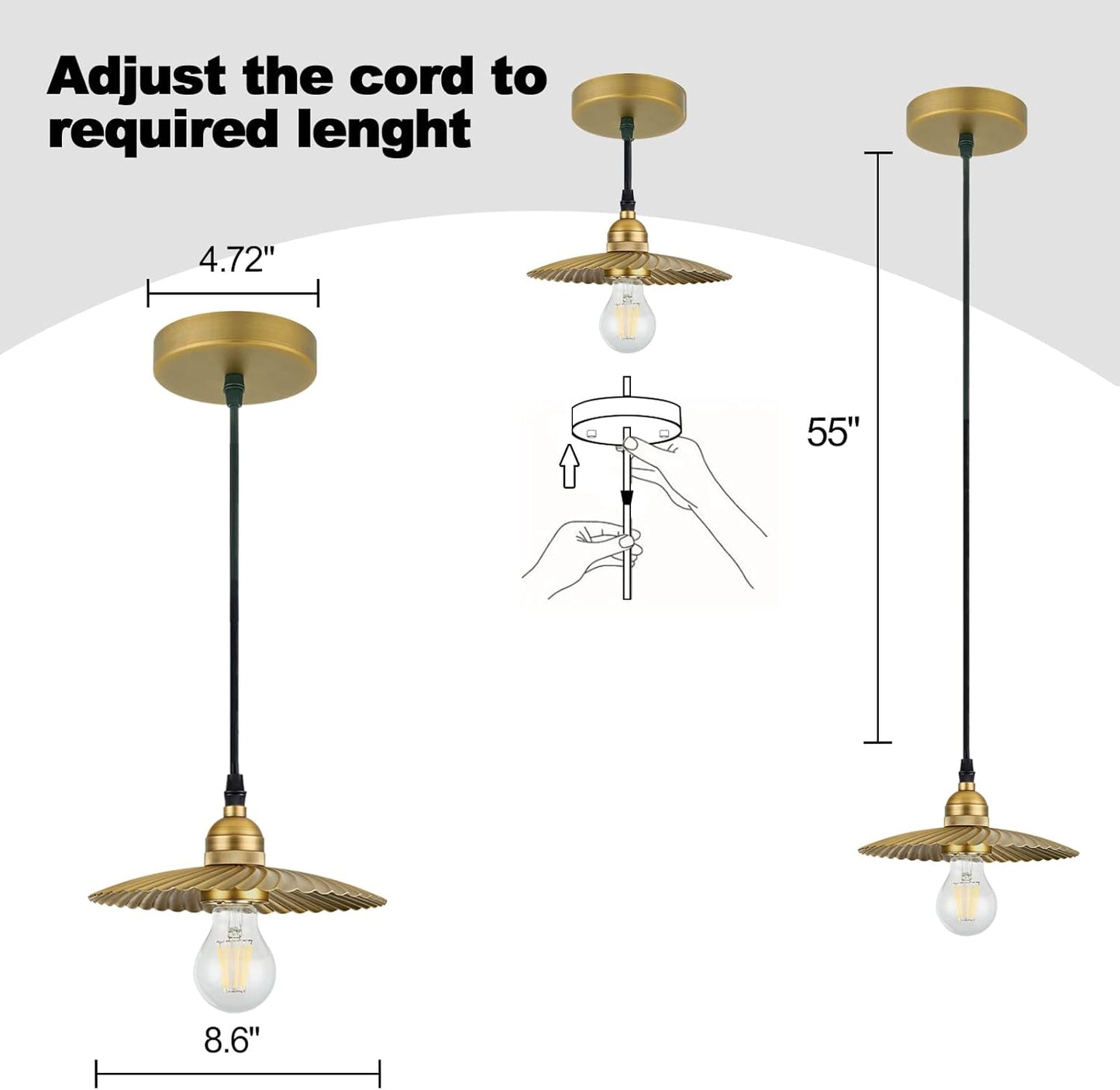 TERLEENART 3 Pack Metal Industrial Farmhouse Pendant Light Fixtures with Unique Swirl Pattern Shade and Aged Brass Finished, Home Decor Art Ceiling