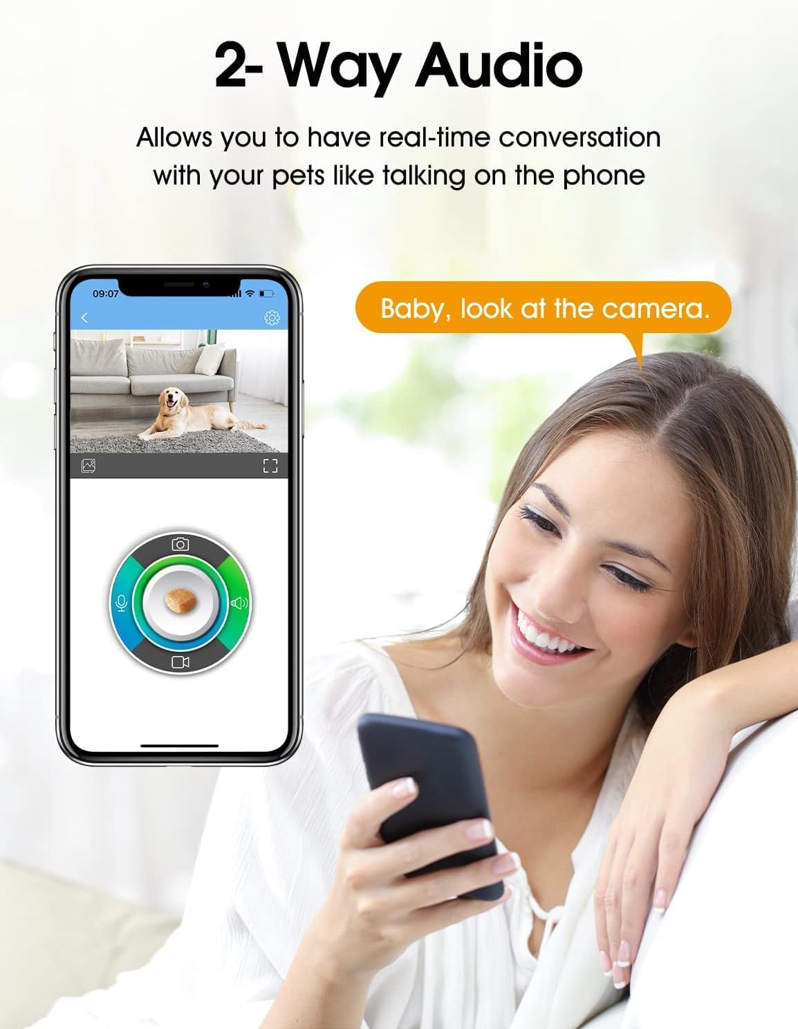 WOPET 5G Wi-Fi Dog Camera with Treat Dispenser, D01 Plus Indoor Pet Camera for Dogs and Cats, 1080P HD with Night Vision, Two Way Audio, Phone App