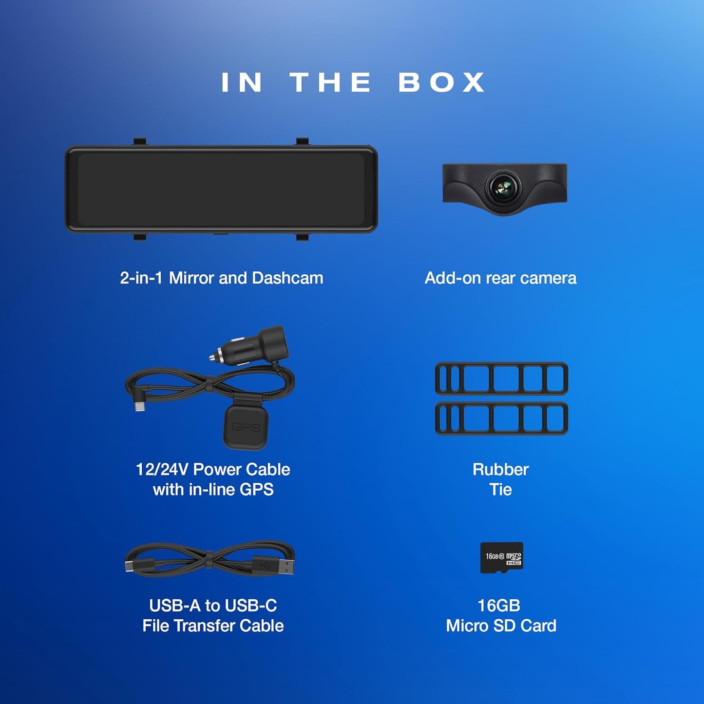 In-car Mirror with 4K dual-channel dash cam integration