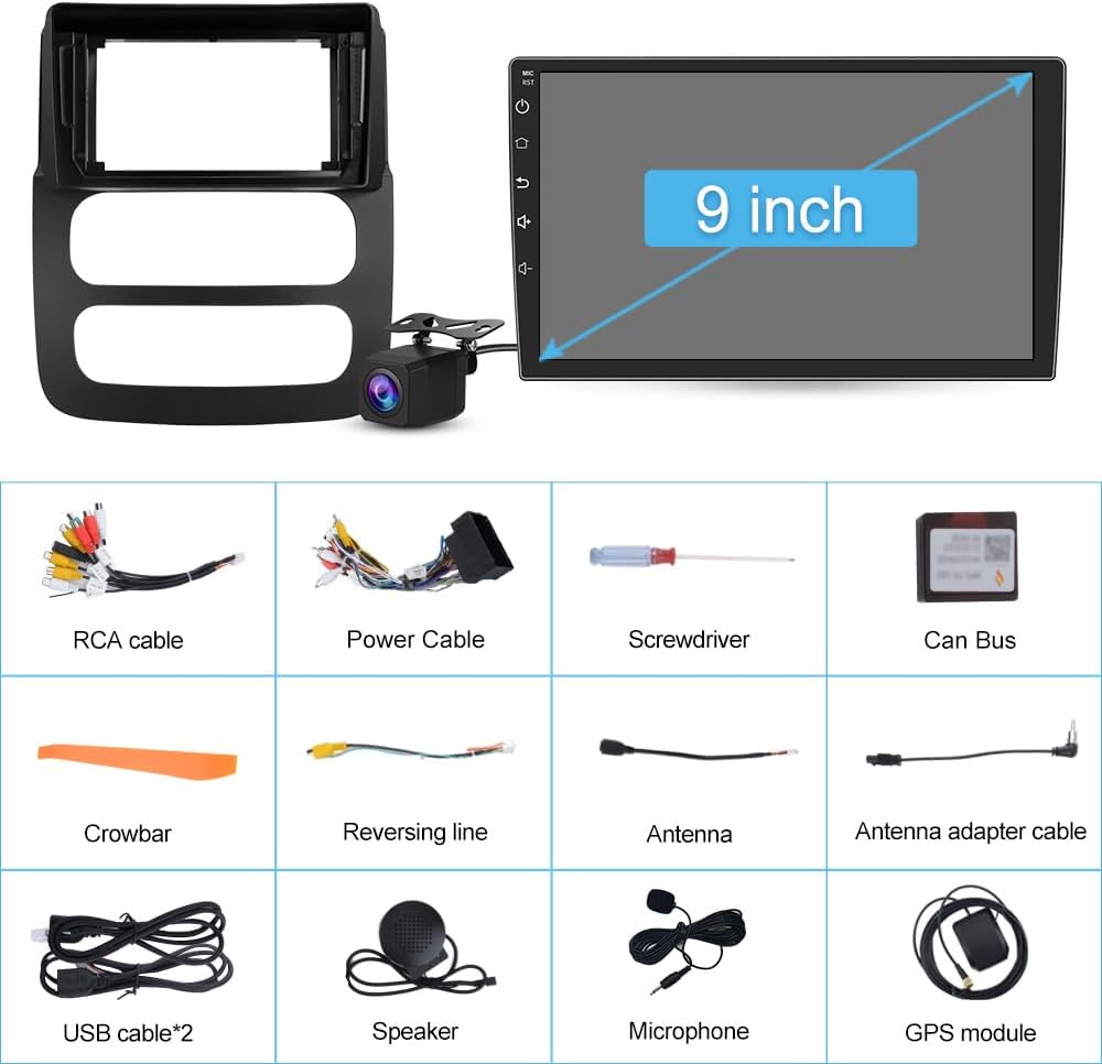 AWESAFE 4Core 64GB Car Radio Stereo for Dodge RAM 1500 2500 2002 2003 2004 2005, 9 Inch Touch Screen with Wireless CarPlay Andriod Auto 5G WiFi 2GB+64GB