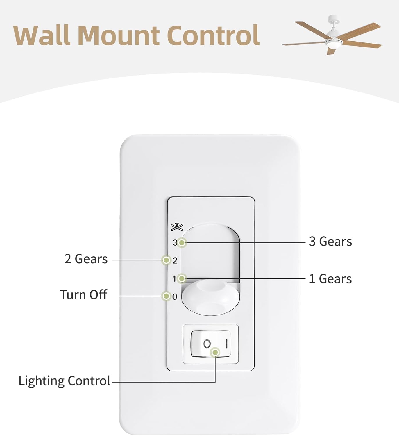 52 Inch Ceiling Fan with Light, Flush Mount Ceiling Fans with Wall Remote, 5 Double-sided Wood Blades, Noiseless AC Motor