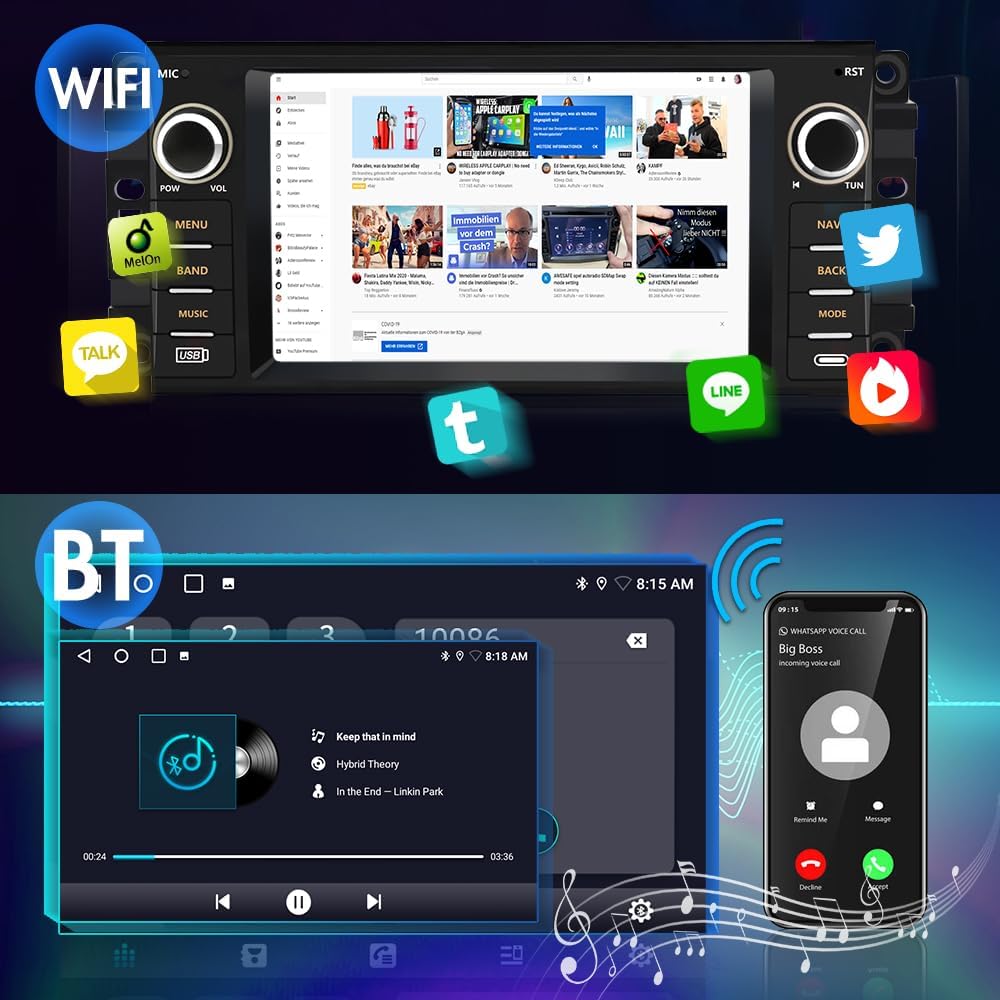 Wireless CarPlay Andriod Auto for Jeep Wrangler JK Compass Patriot/Chrysler/Dodge RAM Charger