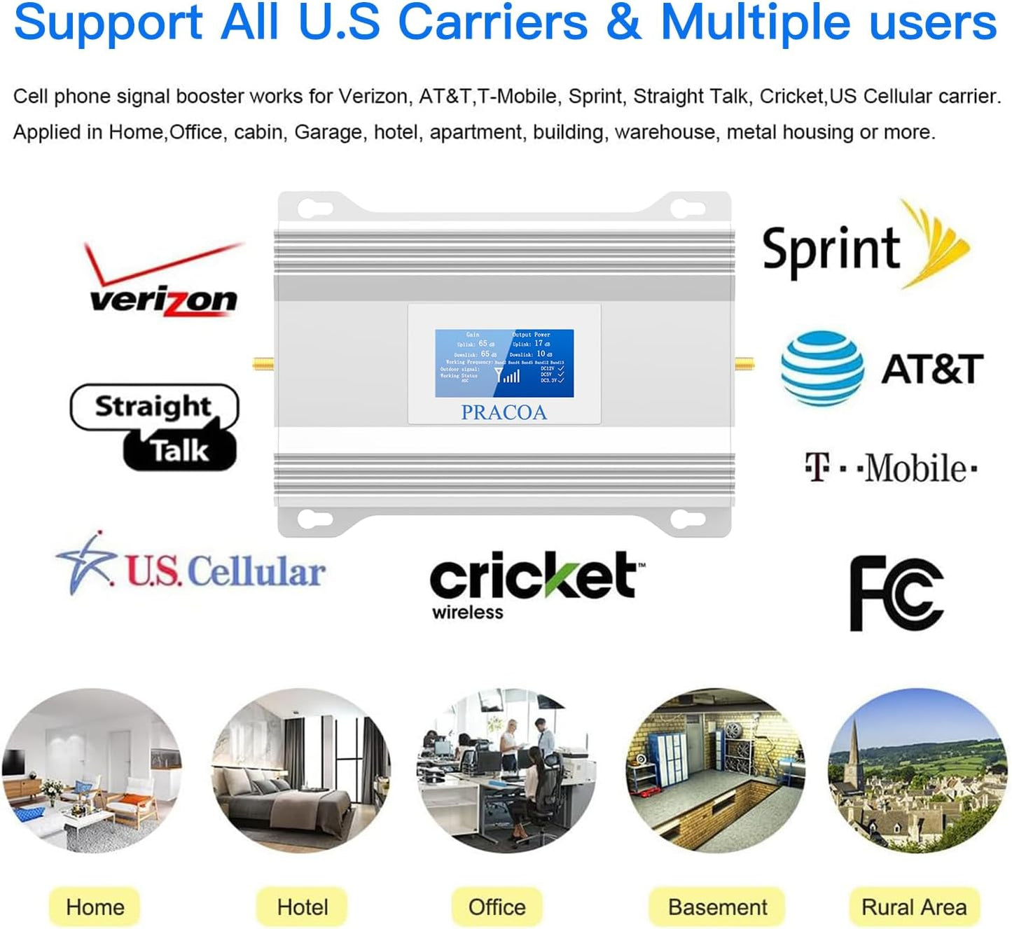Cell Phone Signal Booster for AT&T, T-Mobile, Verizon 5G 4G LTE 3G, Sprint (silver)