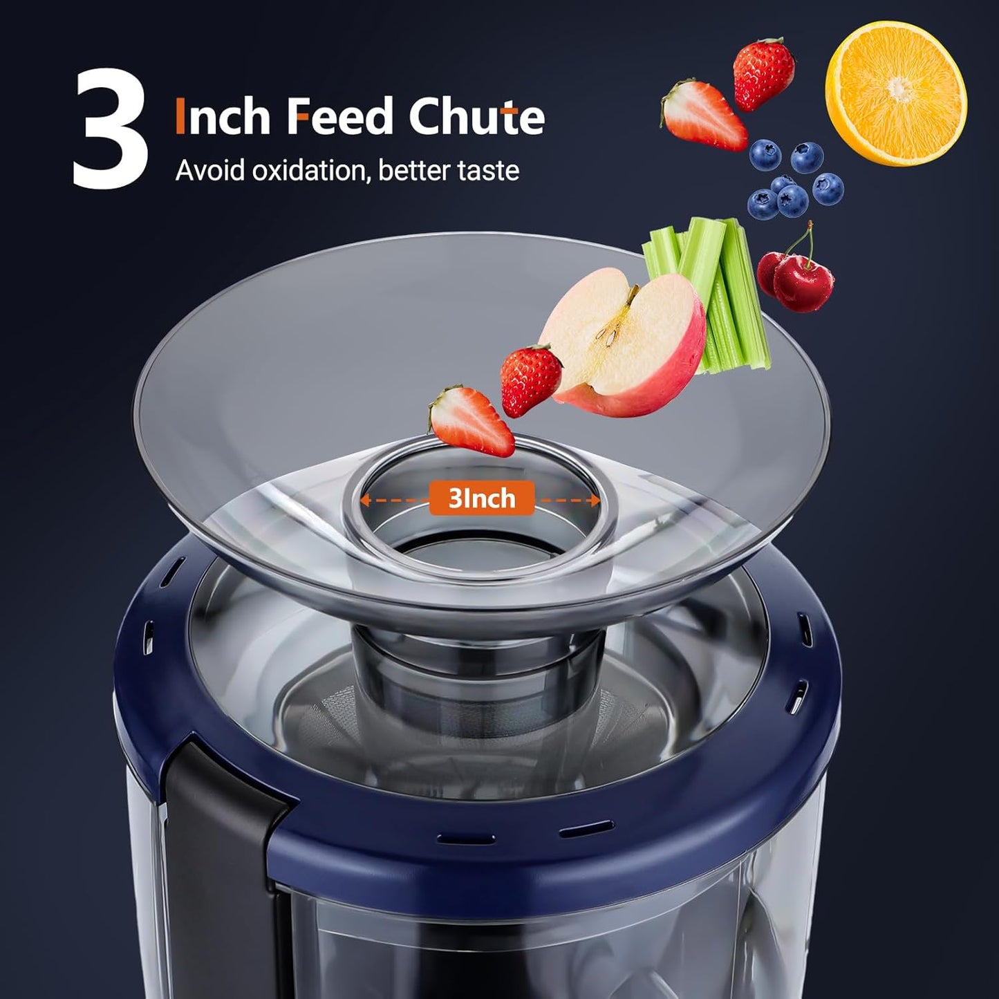 SOVIDER Centrifugal Juicer Extractor 800W Juicer Machine with 2-Speed Control 3 Wide Feed Chute, Easy Clean & Assemble, Overheat Protection Includes
