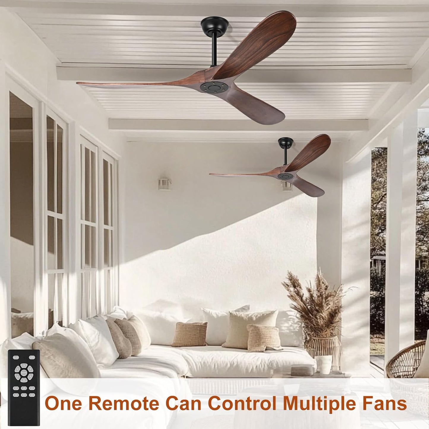 52 Inch Ceiling Fan No Light, Wood Indoor Outdoor Ceiling Fans Without Lights
