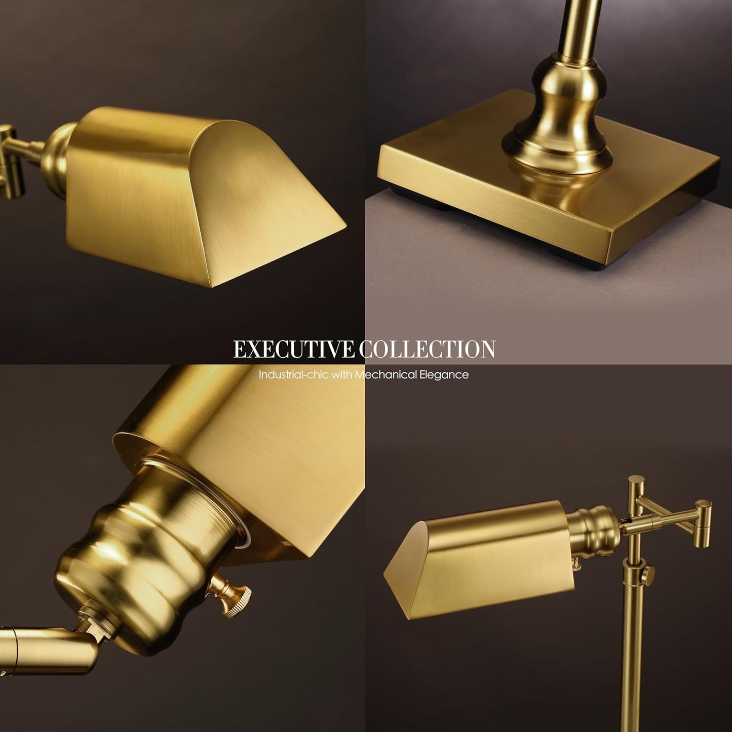 O'Bright Arcadia Pharmacy Desk Lamp | E26 Socket, Built-in Dimmer, Full Range Dimming, Adjustable Height, Swing Arm, Rotatable Lampshade, All-Metal Construction Antique Brass