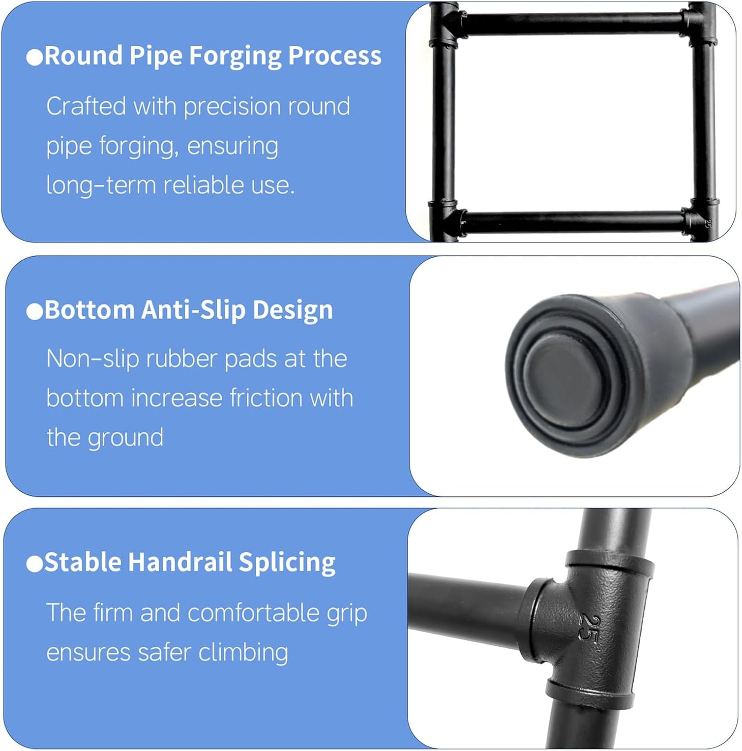 RV Bunk Bed Ladder, Heavy Duty with Hooks - for Dorm College Room, Camper, Travel Trailers, Loft/Lofted Beds, Top Bunkbed Replacement Only 72 inch