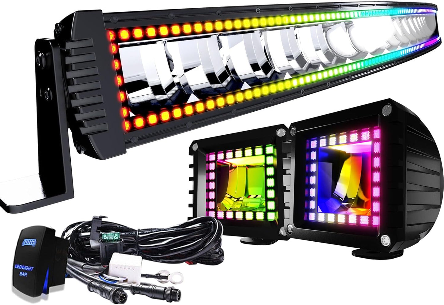 RGBW Curved LED Light Bar 52Inch 300W Flood Spot Combo Beam