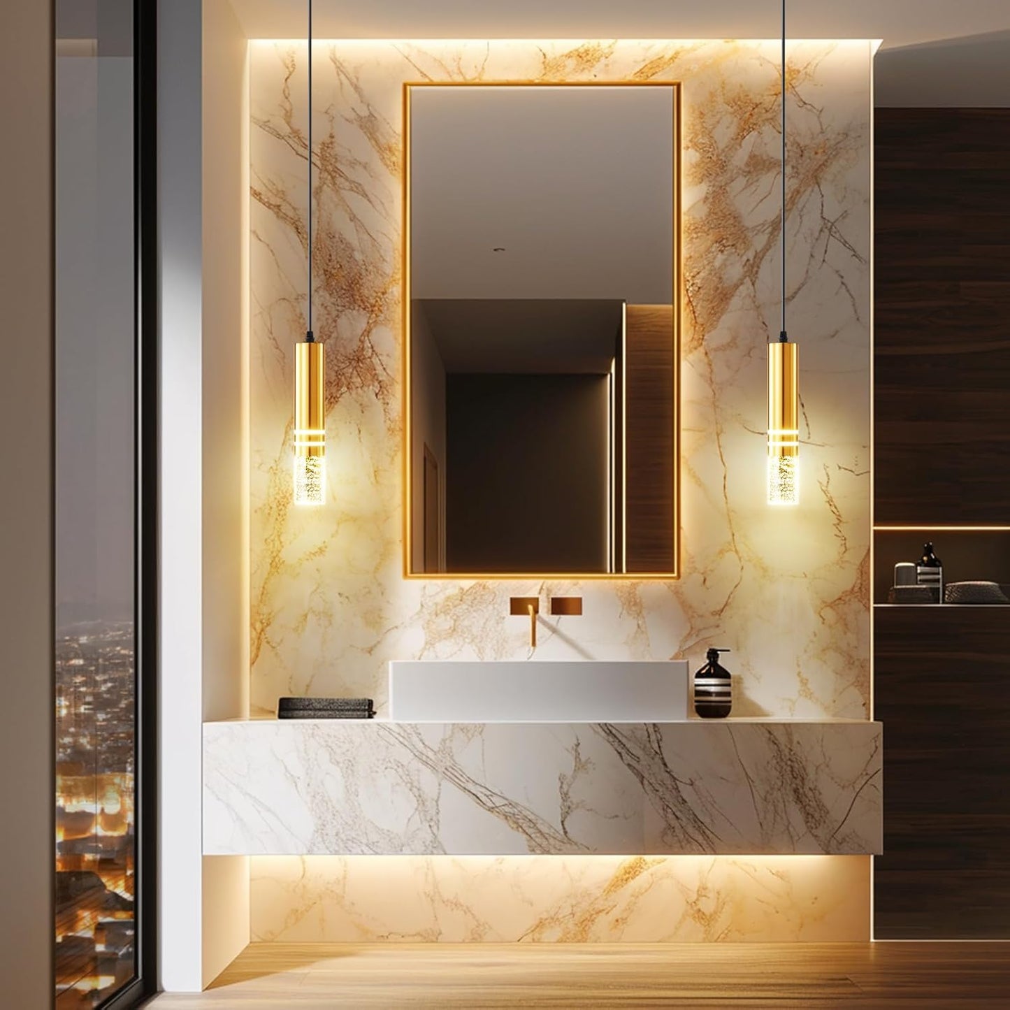 AGEJYYY Modern LED Kitchen Chandelier Trio Pack Dimmable Island Lighting, Stylish Pendant Lamp, Bubble Crystal Ceiling Fixture