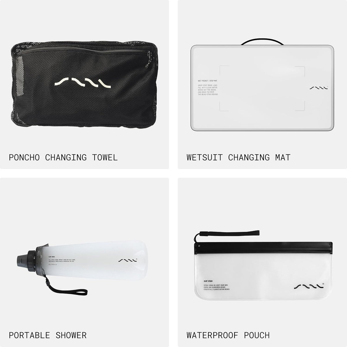 SAAL Surf Kit | Water-Resistant Backpack, Changing Poncho, Wetsuit Mat, Portable Shower & Waterproof Pouch