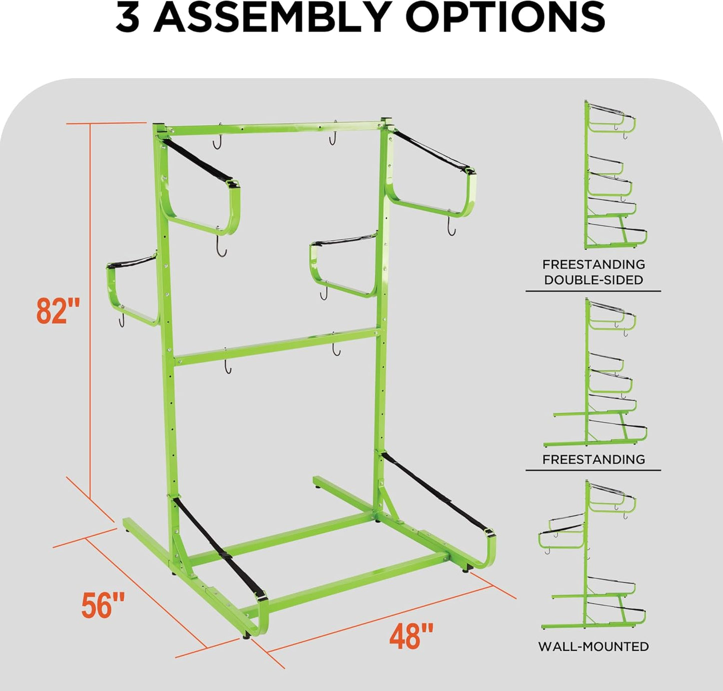 Rockland Kayak Storage Rack, 300 LBS Capacity for 3 Kayaks, 48'x 56' x 82', Heavy Duty Freestanding Kayak