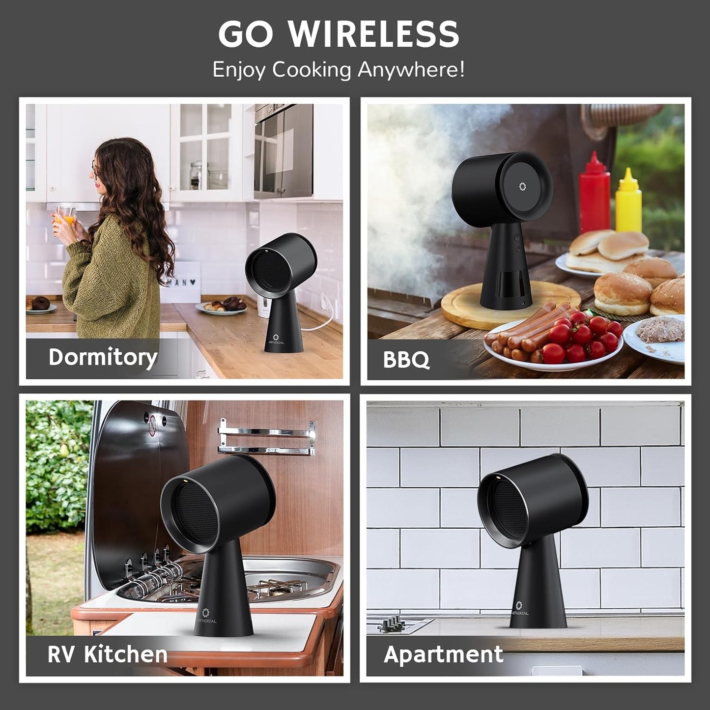 Airthereal Rechargable Portable Range Hood, Desktop Range Hood with Battery Powered