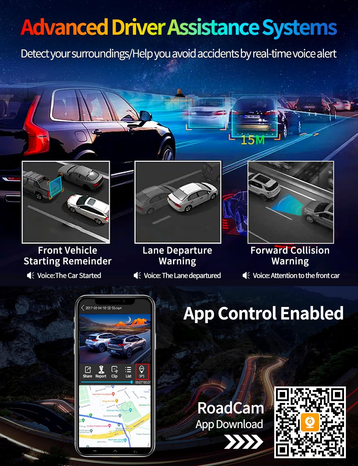 9.3' Portable Carplay Screen with 4K ADAS Dash Cam