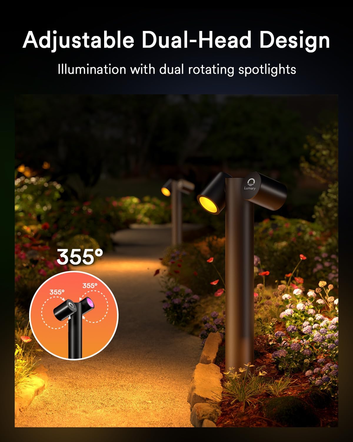 Lumary Smart Pathway Lights Pro 700LM, 4 Pack Low Voltage Landscape Lights IP65 Waterproof, 48FT RGBAICW Color Changing Outdoor Lights for Holiday,