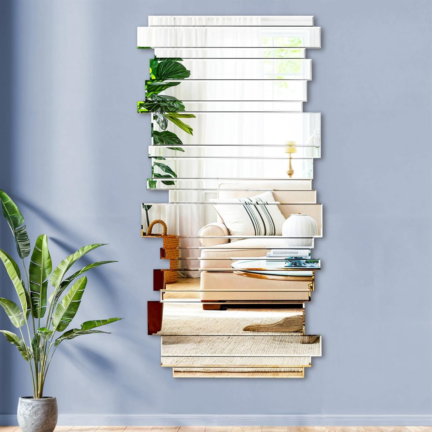 Royxen Mirror Wall Art 48" x 25", Large Decorative Mirror, Unique Mirroros for Wall Decor, Designer Mirrors for Wall