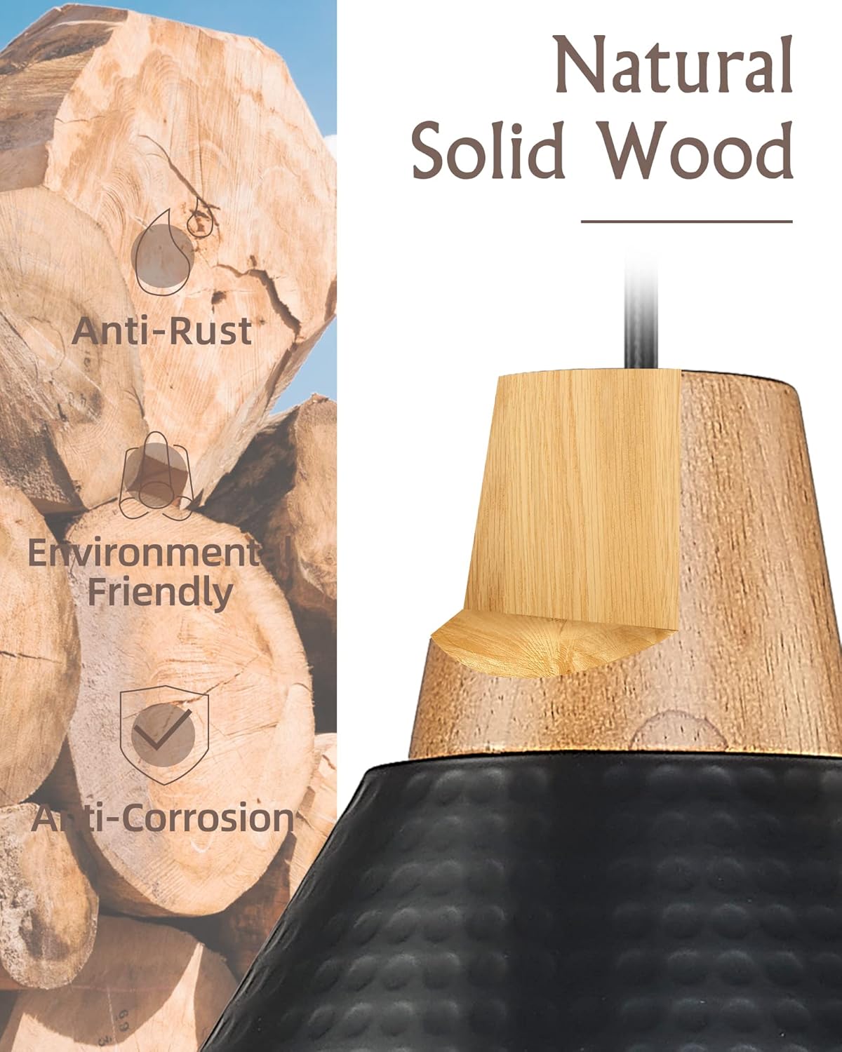 FEMILA Kitchen Island Light 2 Pack, Farmhouse Island Light Fixture, Black Pendant Lighting for Kitchen Island with Hammered Finish and Metal Shade