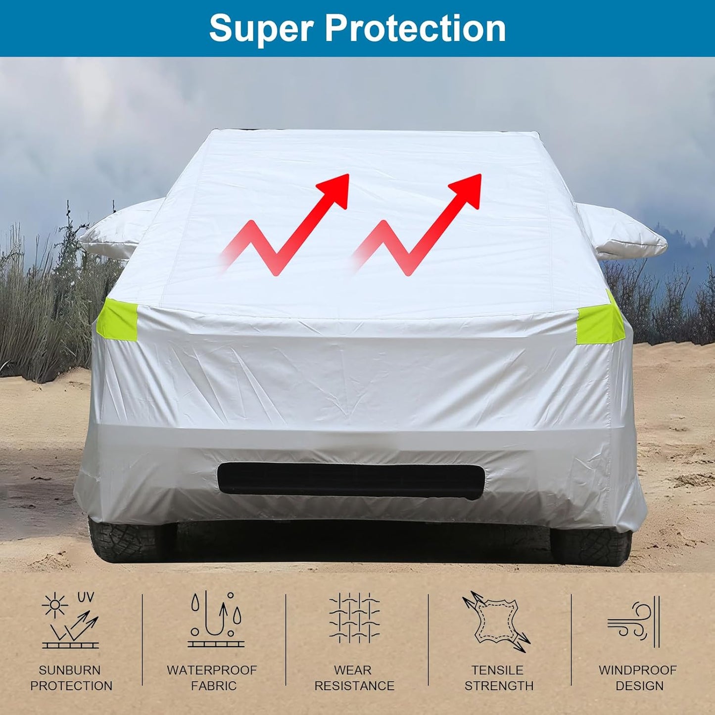 Car Cover for Tesla Cybertruck with Storage Bag and Windproof Bands, Outdoor Full Car Cover for All Weather