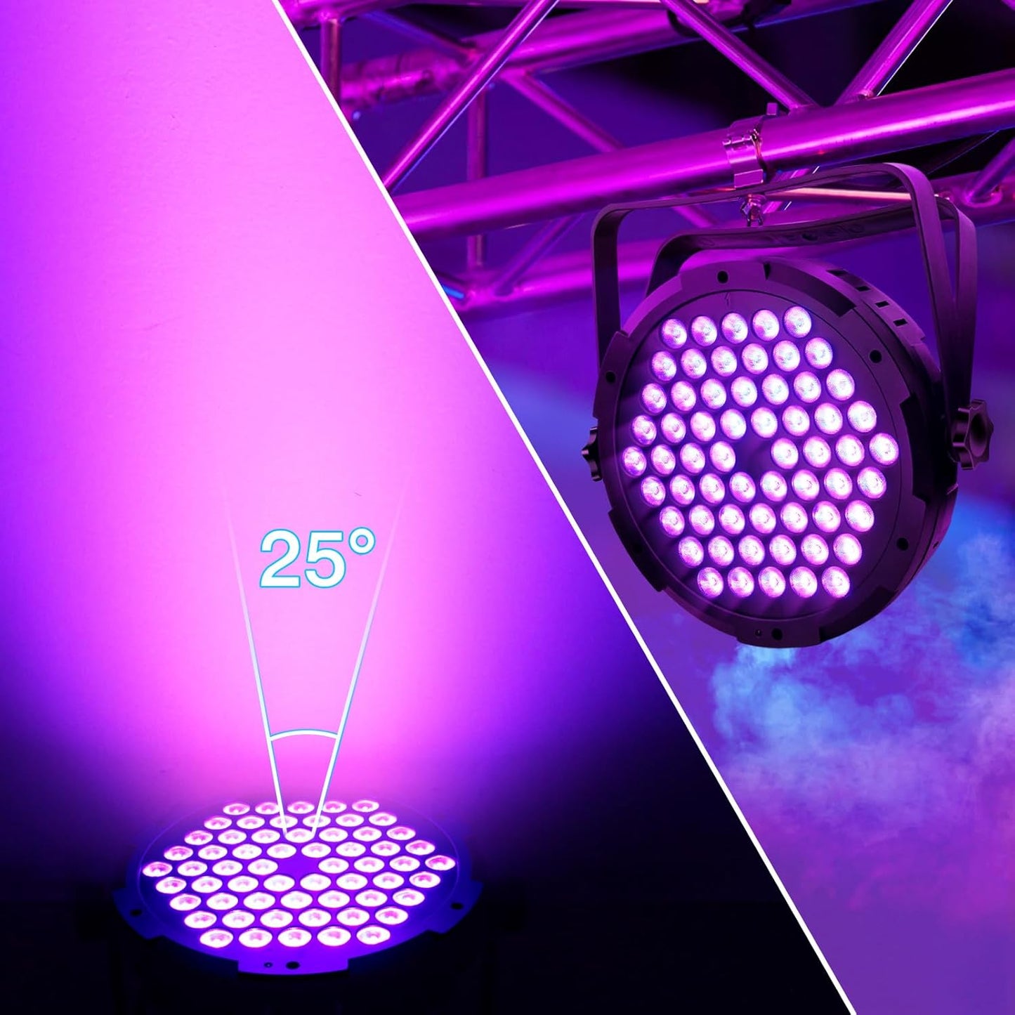 90W 60LEDs Par Lights 4Pack - RGB Stage Par Lights Sound Activated by Remote & DMX Control Uplights
