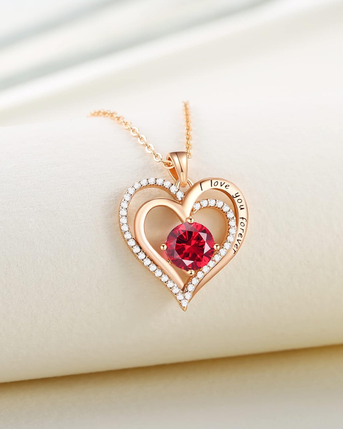EKOT Rose Gold Necklaces for Women,S925 Sterling Silver Pendant Necklace for Her, Girlfriend Heart Necklace, Birthday Wedding Valentines Mothers Day