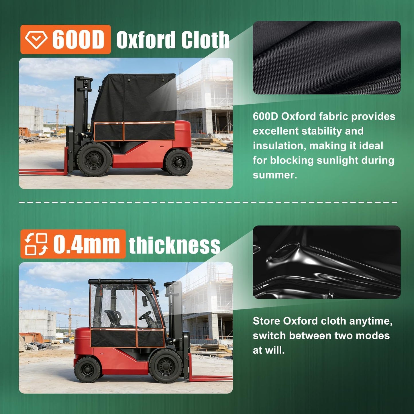 2026 Upgraded Forklift Cover, EVA Transparent Material, UV Protection, 600D Oxford Cloth for Outdoor Indoor Forklift,57" Top 45" L x 40" W x 52" H, Fit Forklift up to 6000 lb