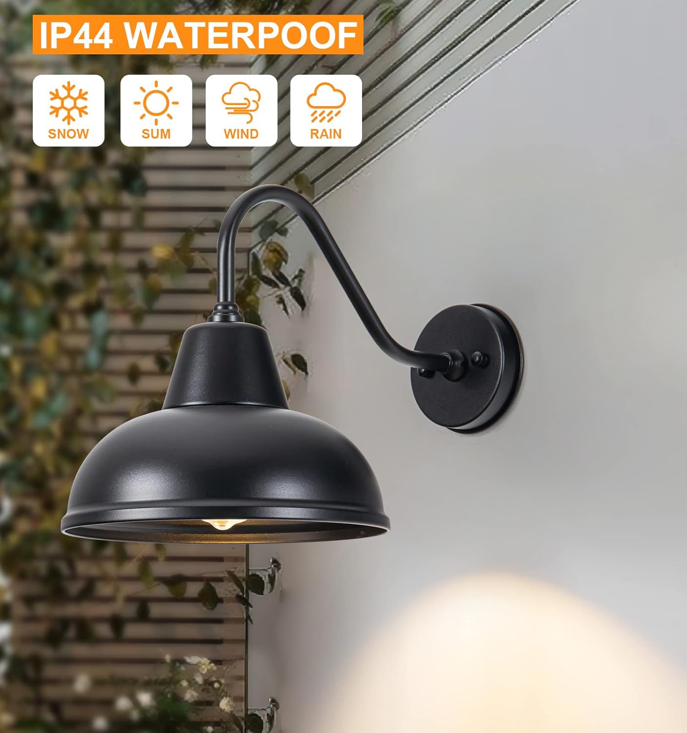 FORMAIMI Barn Light Wall Sconce- Outdoor/Indoor Gooseneck Farmhouse Wall Mount Vintage Lighting Fixture Black Exterior for Front Door,Garage, Porch,