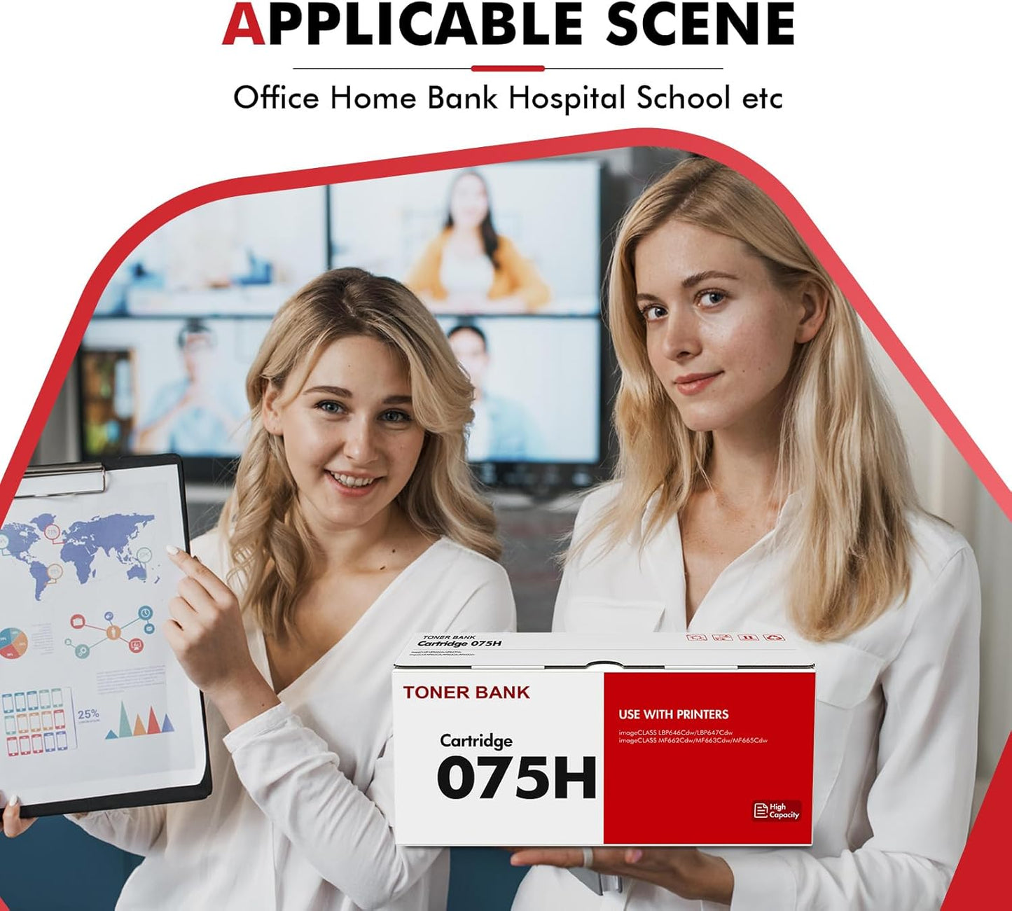 075H 075 Toner Cartridge Set MF665CDW LBP646Cdw MF662CDW Compatible Replacement for Canon Color ImageCLASS MF663Cdw LBP647Cdw Printer Ink High Yield 4 Pack (Black Cyan Yellow Magenta)