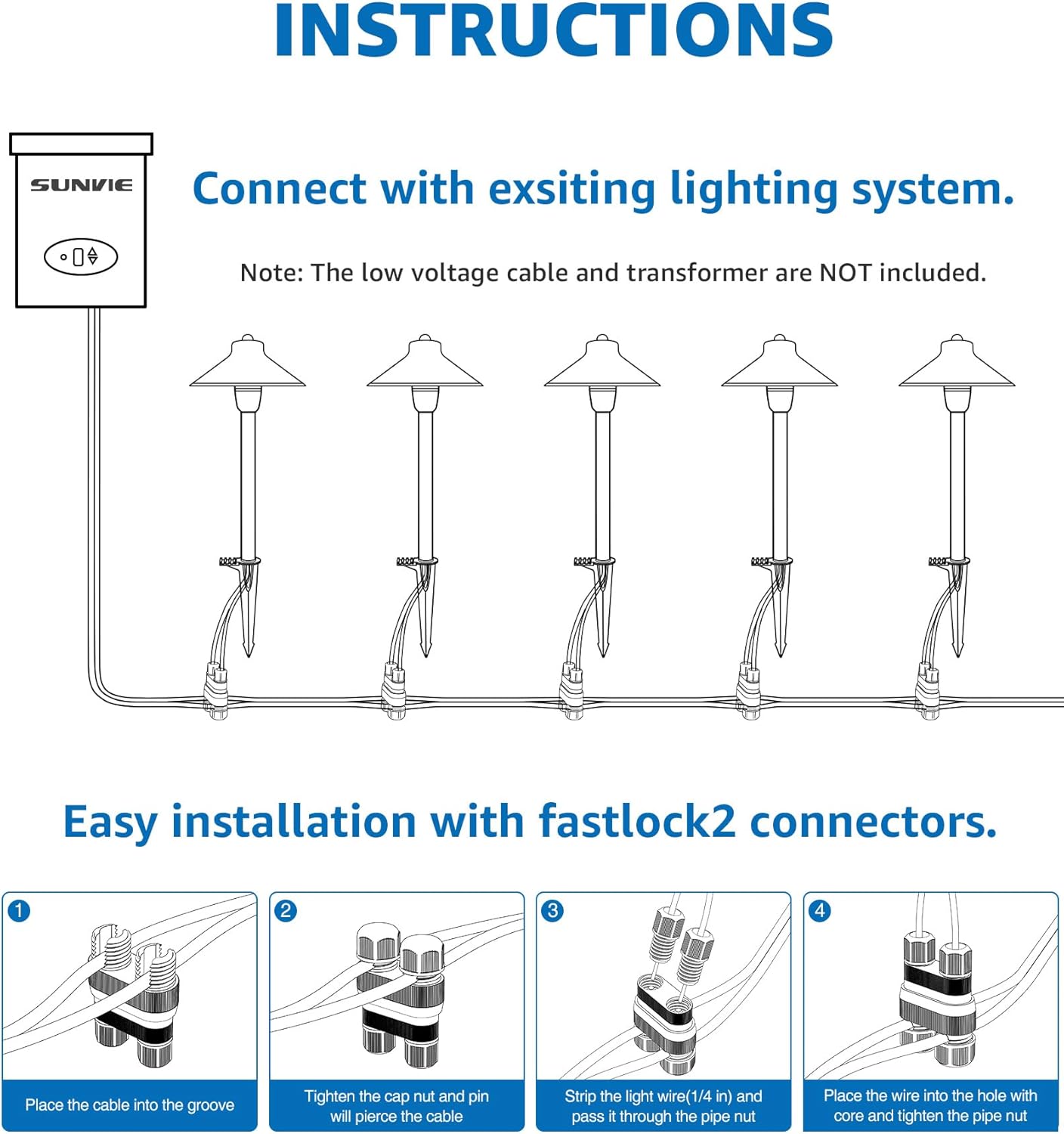 SUNVIE 3W Low Voltage Pathway Lights LED Landscape Lighting Low Voltage Landscape Lights Waterproof Landscape Path Lights 3000K Low Voltage Landscape