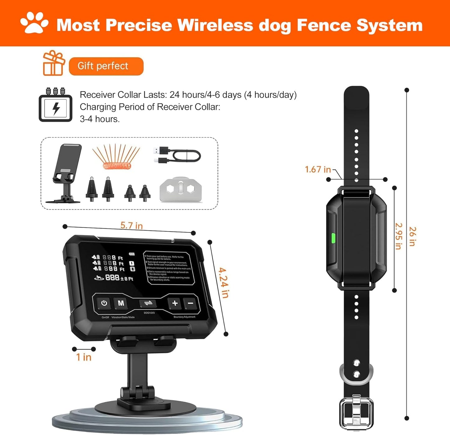 High-Precision Radar Wireless Dog Fence, Wireless Dog Fence System, Wireless Fence for Dogs, Electric Dog Fence Wirele