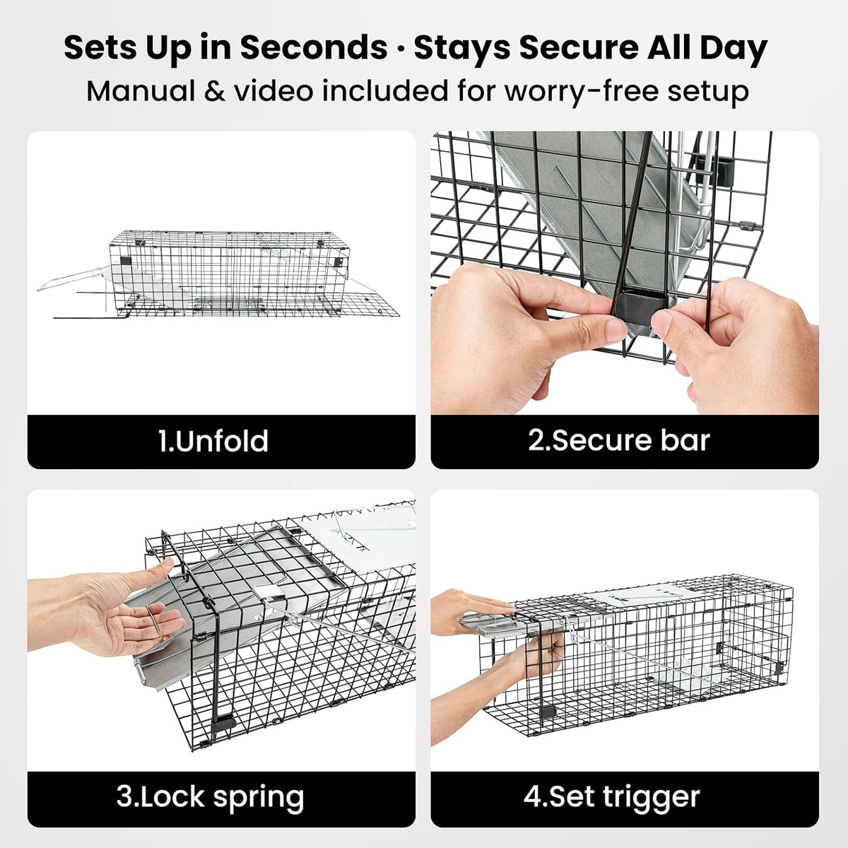 APXL Squirrel Trap Heavy Duty Folding 24" Live Trap Animal Trap Rabbit Trap