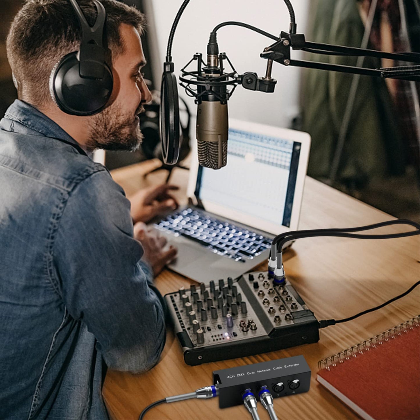 4 Channel Sub Snake Box over Ethercon Cable Multi Extender for Stage Lighting and Recording Studio- XLR/AES/DMX Channel Over Shielded