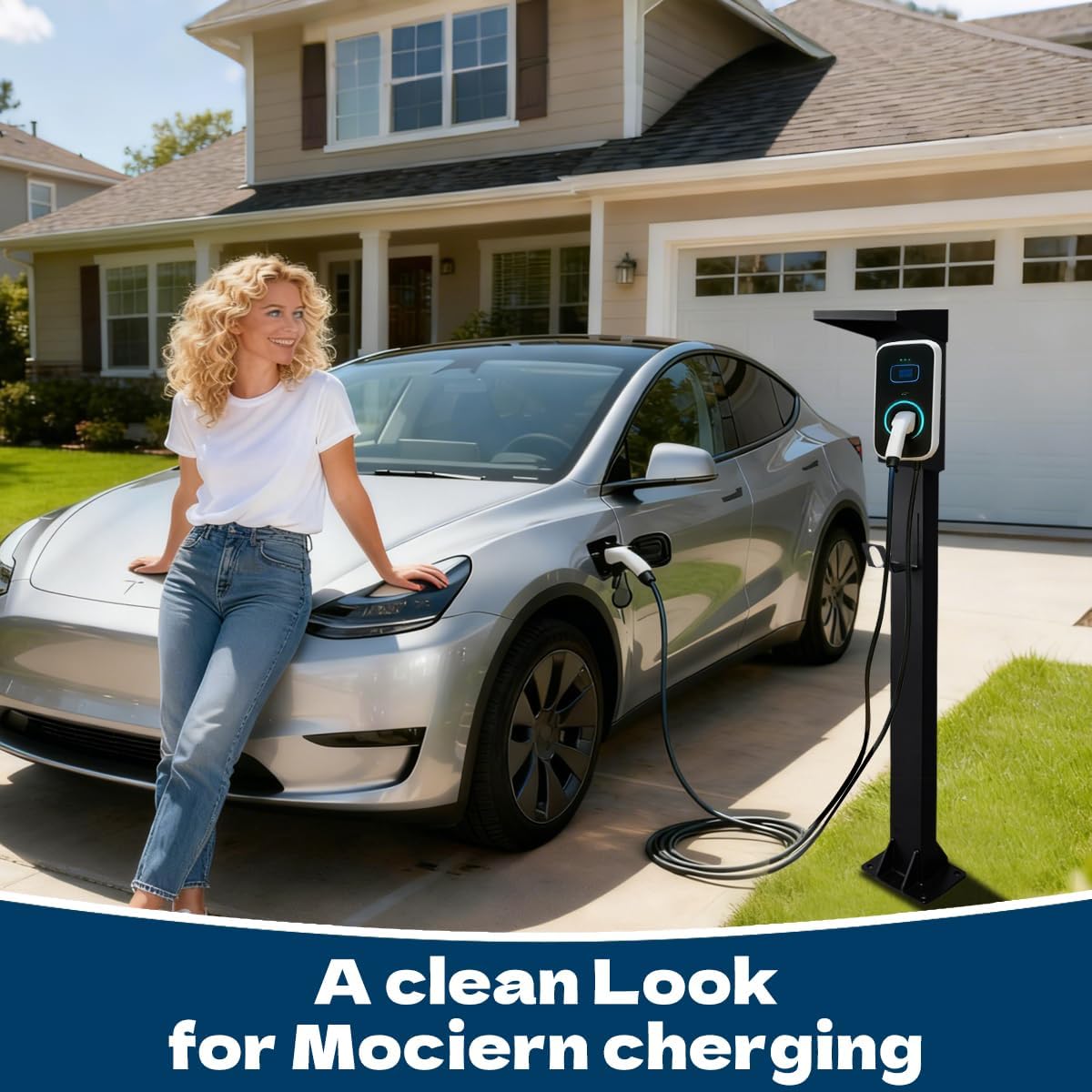 Cold Rolled Steel Charging Station Column - Weather-Resistant for Outdoor/Indoor Use EV Charge Stand Charging Pillar for Tesla