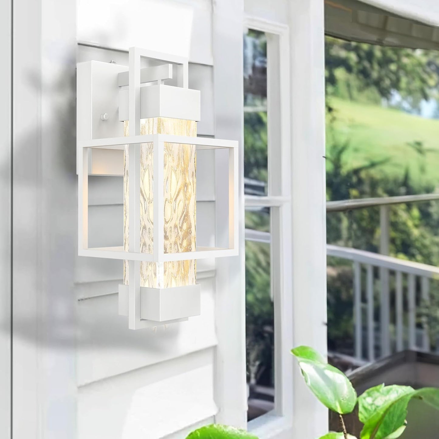 PARTPHONER Modern Outdoor Light Fixtures Dusk to Dawn Outdoor Lighting 2 Pack, 15" Exterior Wall Sconce Waterproof Porch Light, Outside Light for
