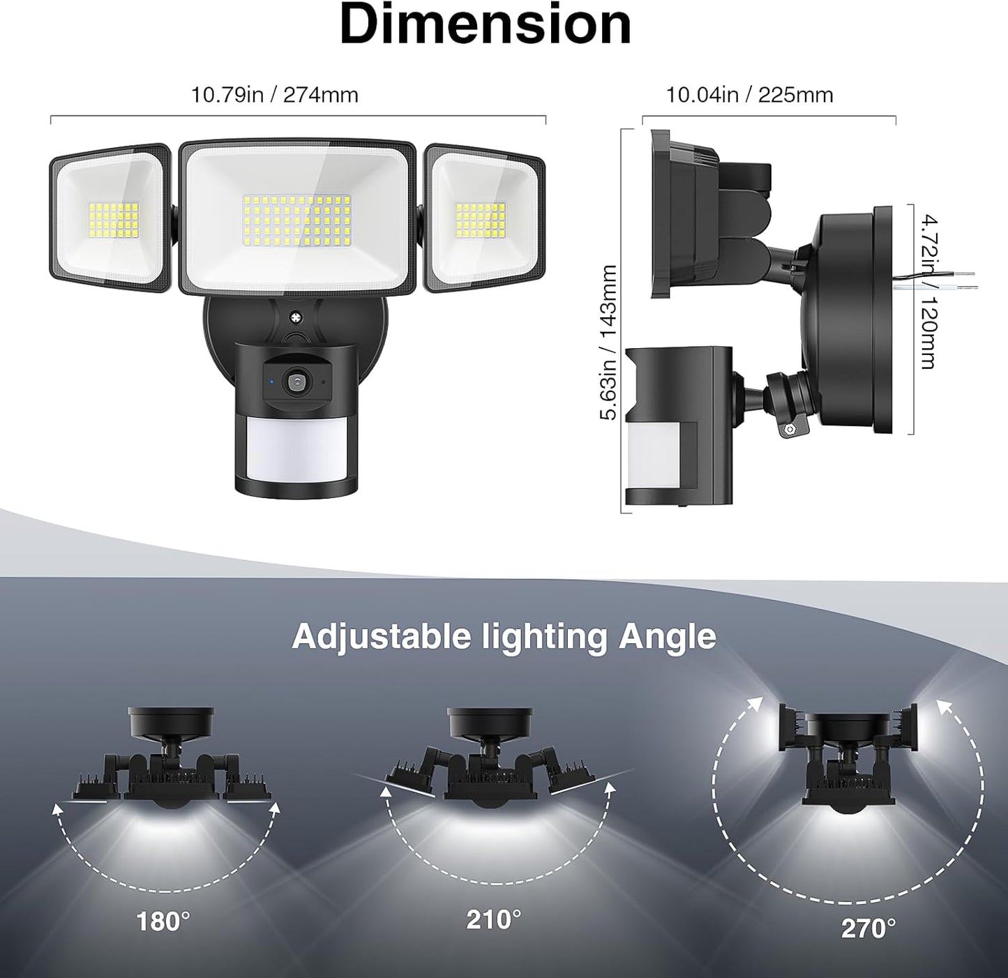 Floodlight Camera Outdoor, 2 Packs 55W Smart Security Wired Cam with 5500LM LEDs 2K HD IP65 Motion Detection