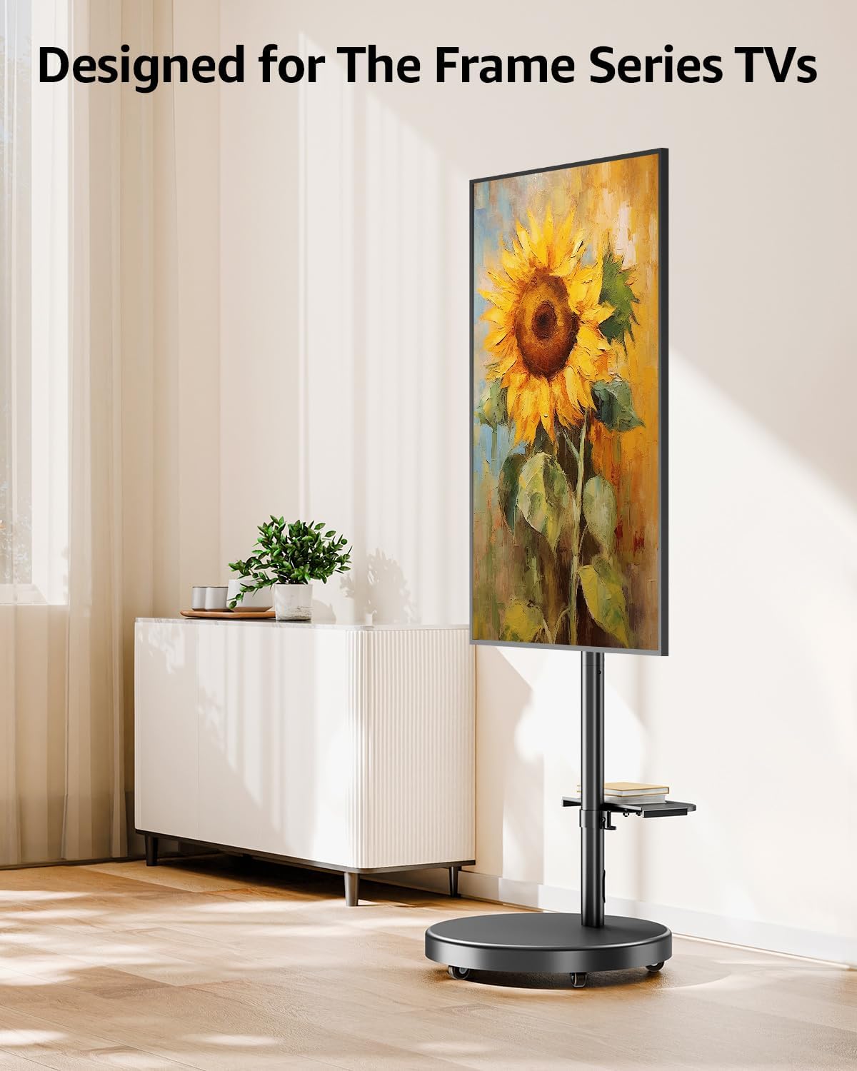 Rolling Mobile TV Cart for 32-65 Inch TVs, Rotatable Floor TV Stand Compatible