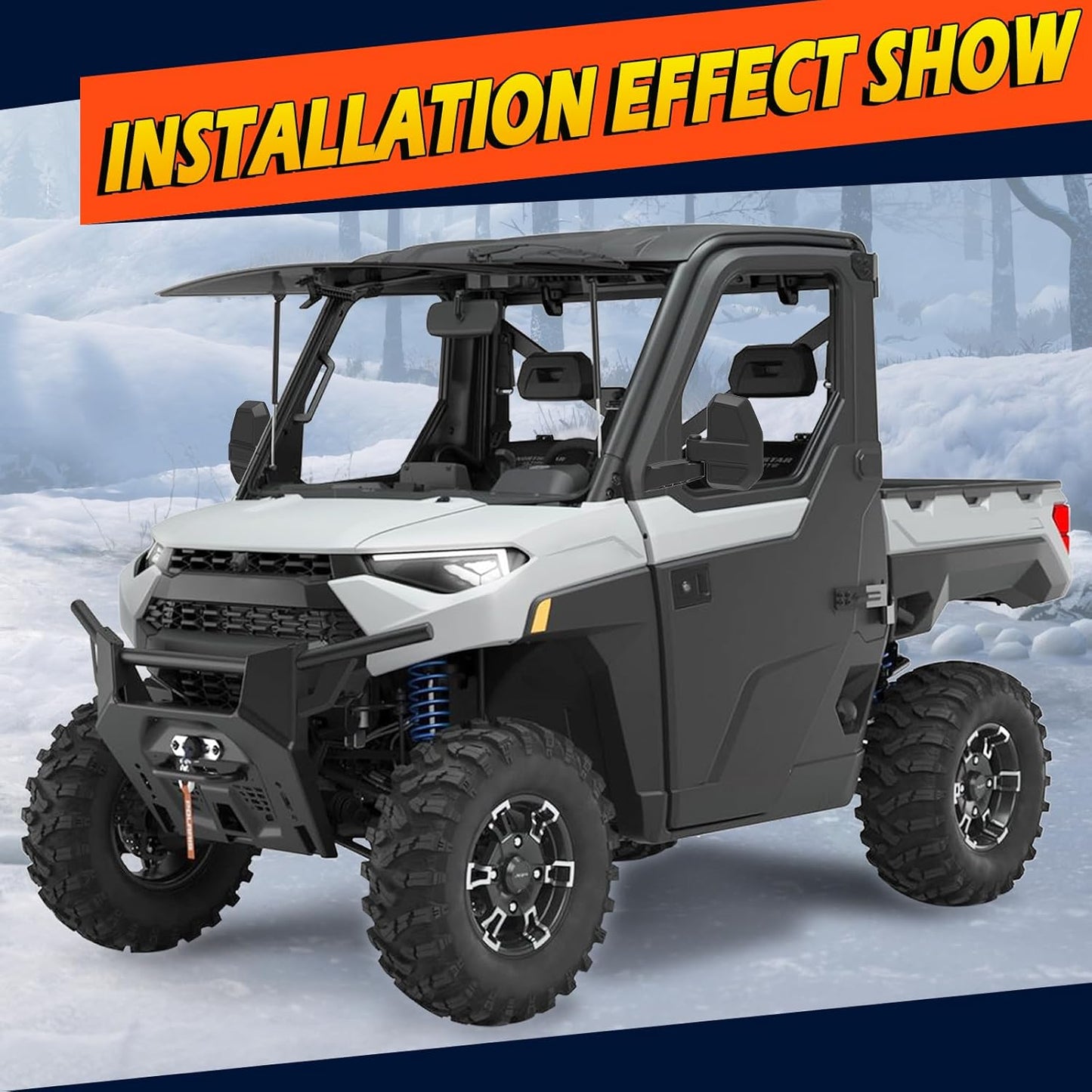 Ranger Side View Mirrors Door Mounted, The Spring Back Feature Allows Easy Reset After Fold, SHEJISI Upgraded UTV Mirrors for Full Door 2018-2026 Polaris Ranger Crew SP XP 570 1000, Polaris NorthStar