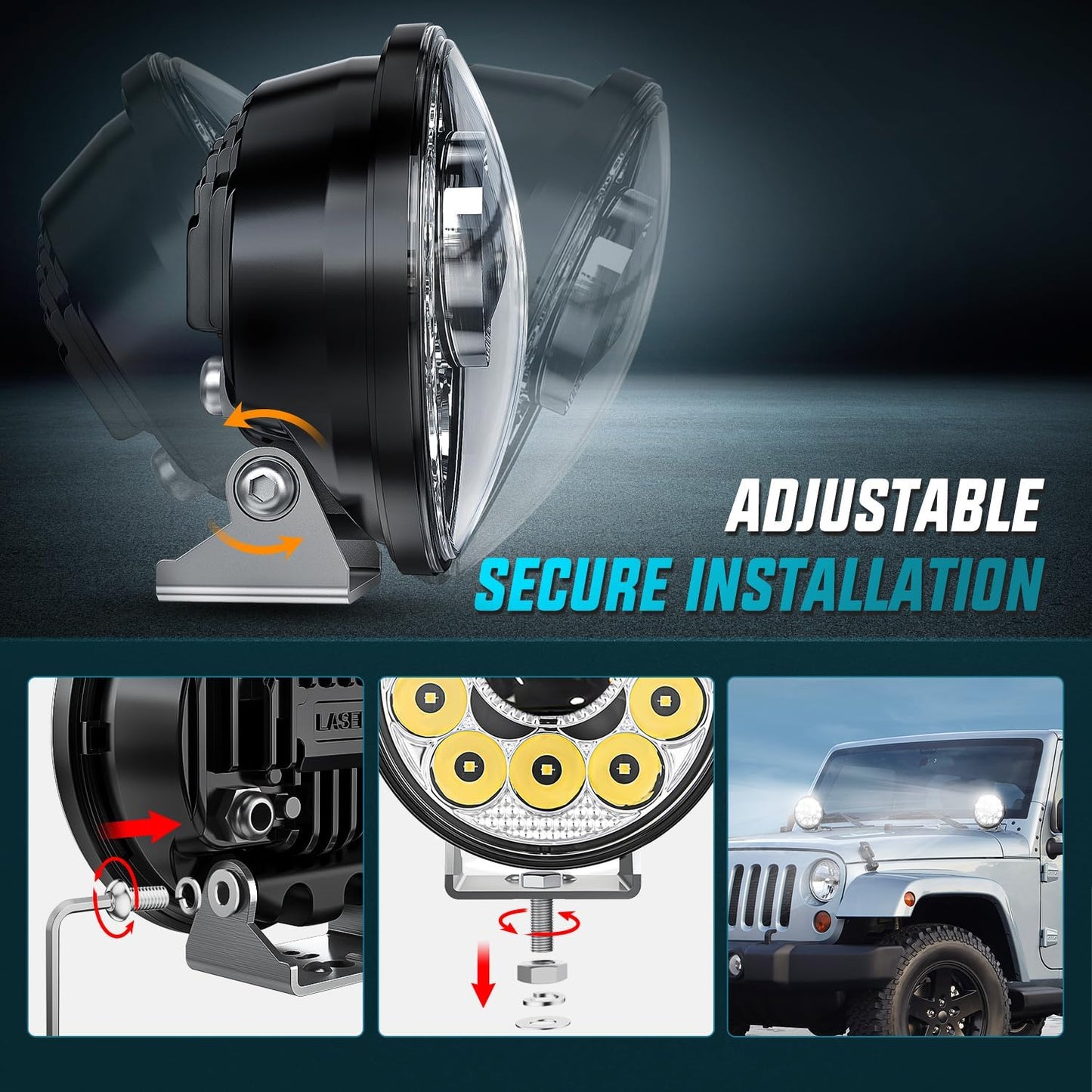 LED Light Pods 5.75 Inch 12LED Round LED Offroad Driving Lights