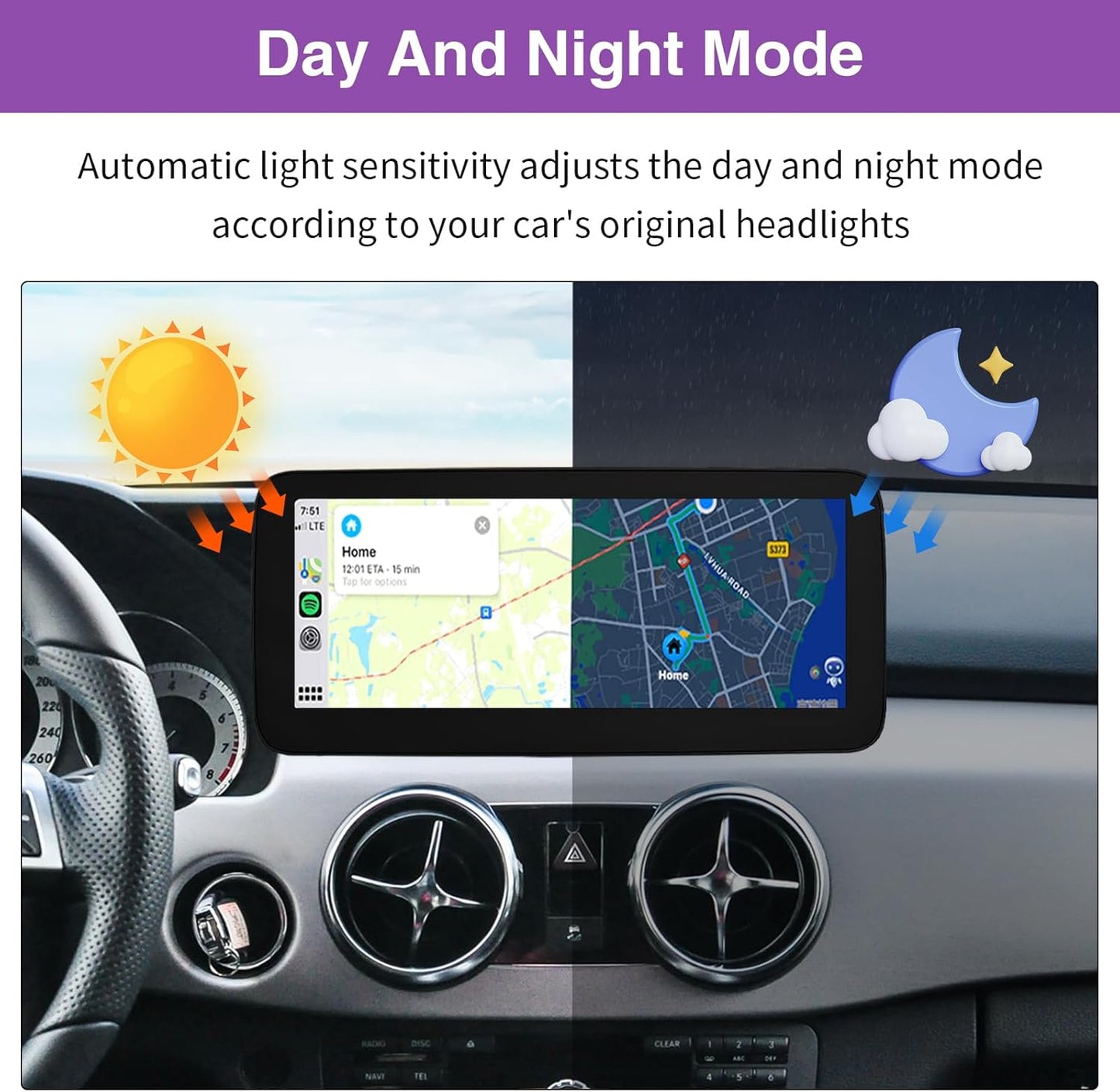 CarPlay Android Auto for Mercedes Benz GLK Class X204 GLK250 GLK300 GLK350 (2013-2015)