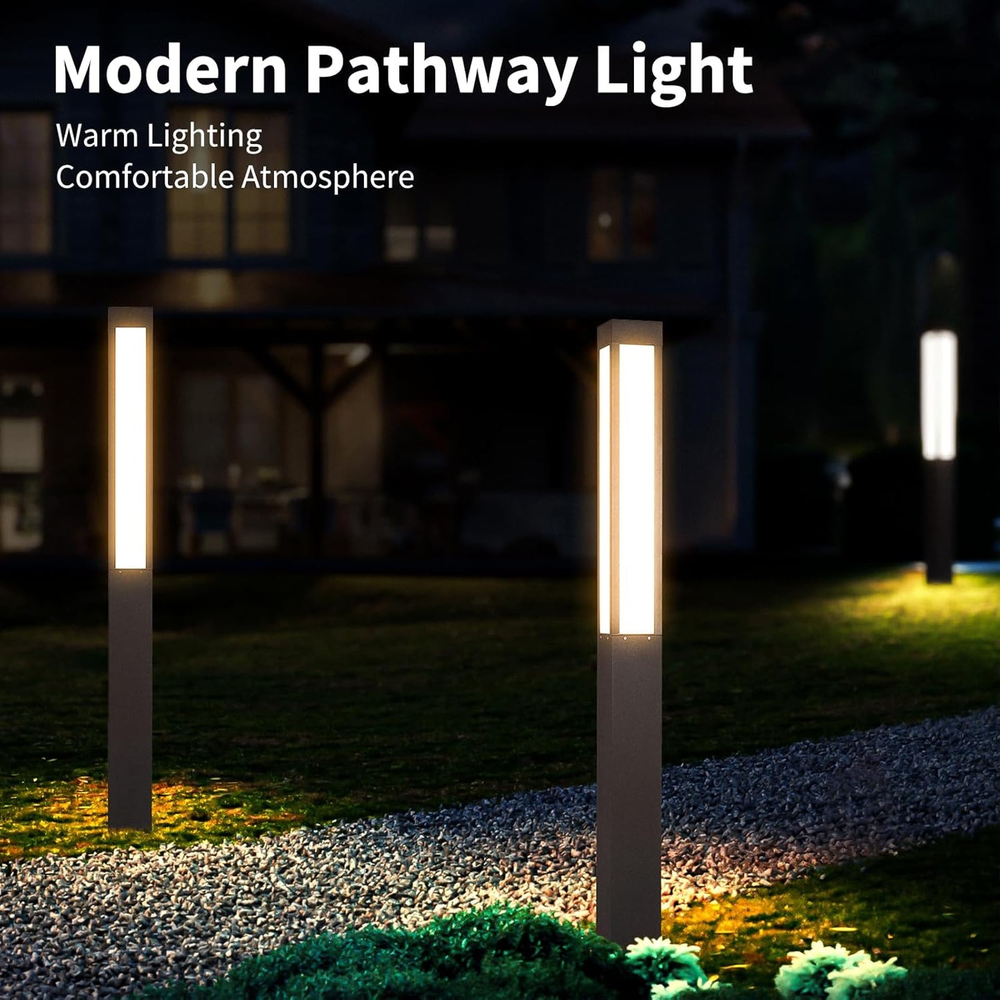 Modern Pathway Light, 71' Outdoor Bollard Light LED Luxury Landscape Path Lighting IP54 Waterproof High Voltage Aluminum Driveway Lights