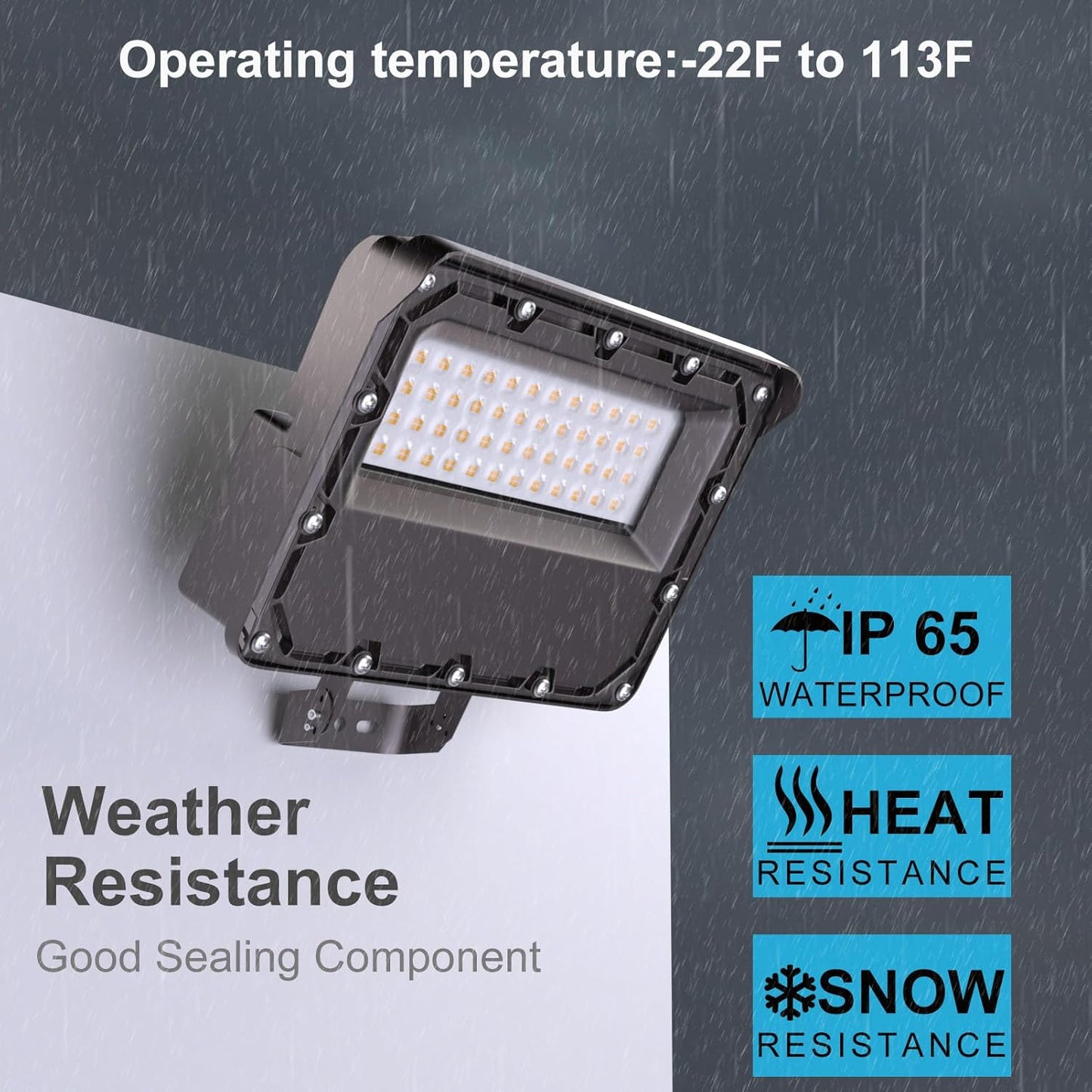 Lightdot 100W LED Flood Light Outdoor 5000K 14000Lm LED Outdoor Flood Light with Dusk to Dawn Photocell, IP65 Waterproof Area Lightings for Parking