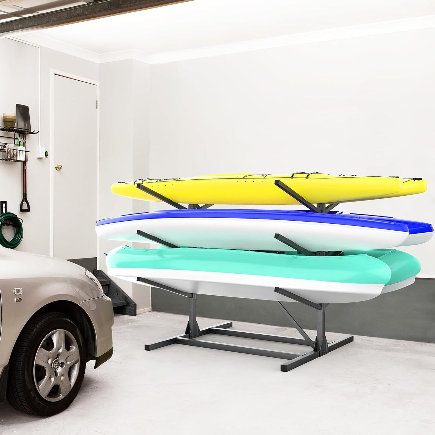 Garage Kayak Rack, Heavy-Duty Metal Kayak Storage Rack 6-Tier Adjustable Freestanding Kayak Stand