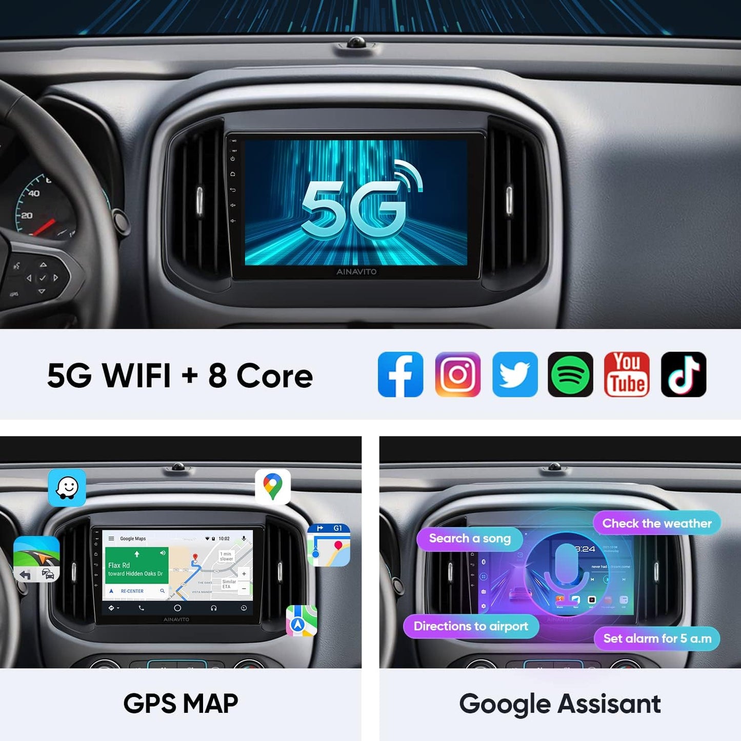 9 Inch Airplay Android 12 Car Stereo Radio for Chevy Colorado GMC Canyon 2015-2018