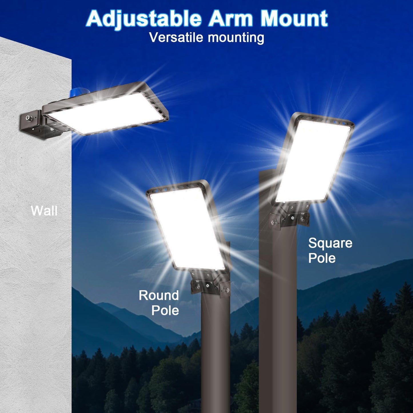 240W 4-Pack LED Parking Lot Light,Commercial Light for Wide Area | 36000LM Shoe Box Street Flood Light with Dusk to Dawn Photocell, 5000K IP65 Waterproof, Adjustable Trunnion Mount,110-277V