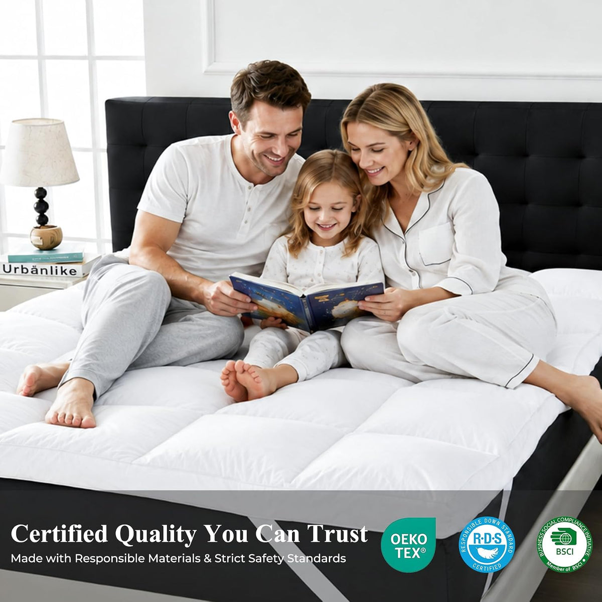 3 Inch Down Mattress Topper Queen, Goose Down & Feather Shredded Memory Foam Feather Bed Mattress Topper, Triple-Layer Downproof Pillow Top, 100% Cotton Cover, Elastic Straps, 60x80 Inch