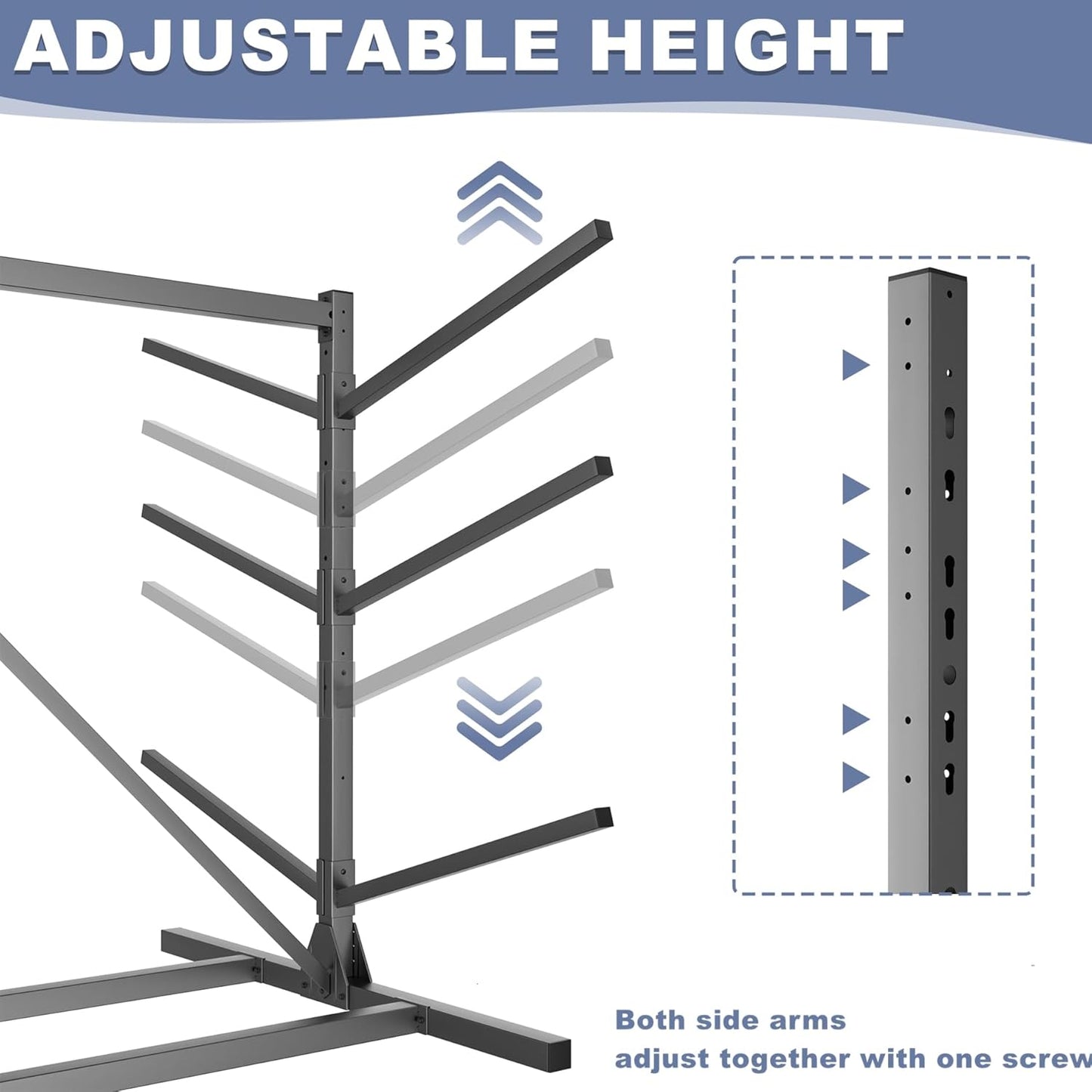 Garage Kayak Rack, Heavy-Duty Metal Kayak Storage Rack 6-Tier Adjustable Freestanding Kayak Stand
