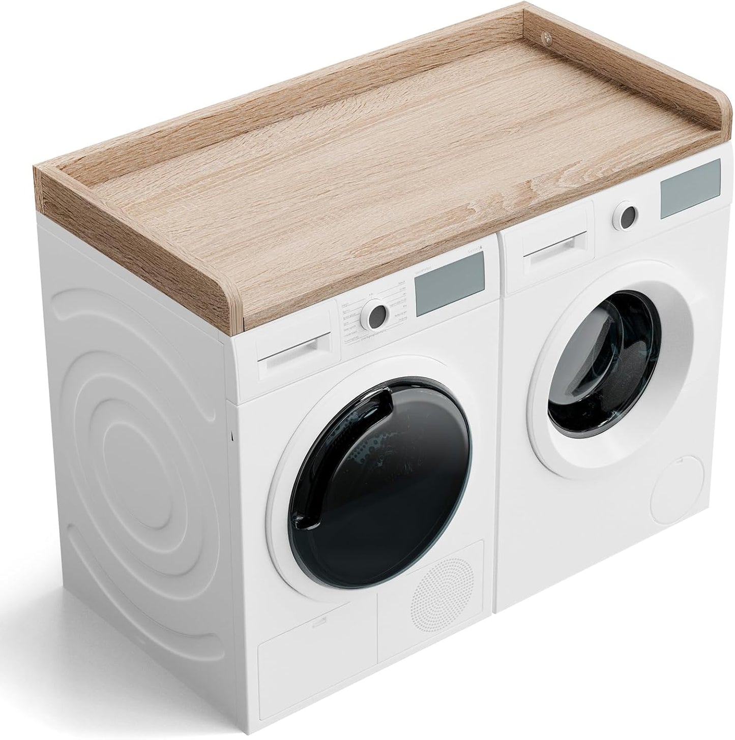 Washer Dryer Countertop 27.5" W x 54" L Laundry countertop for Storage and Organization with Edge Rails, Oak (O